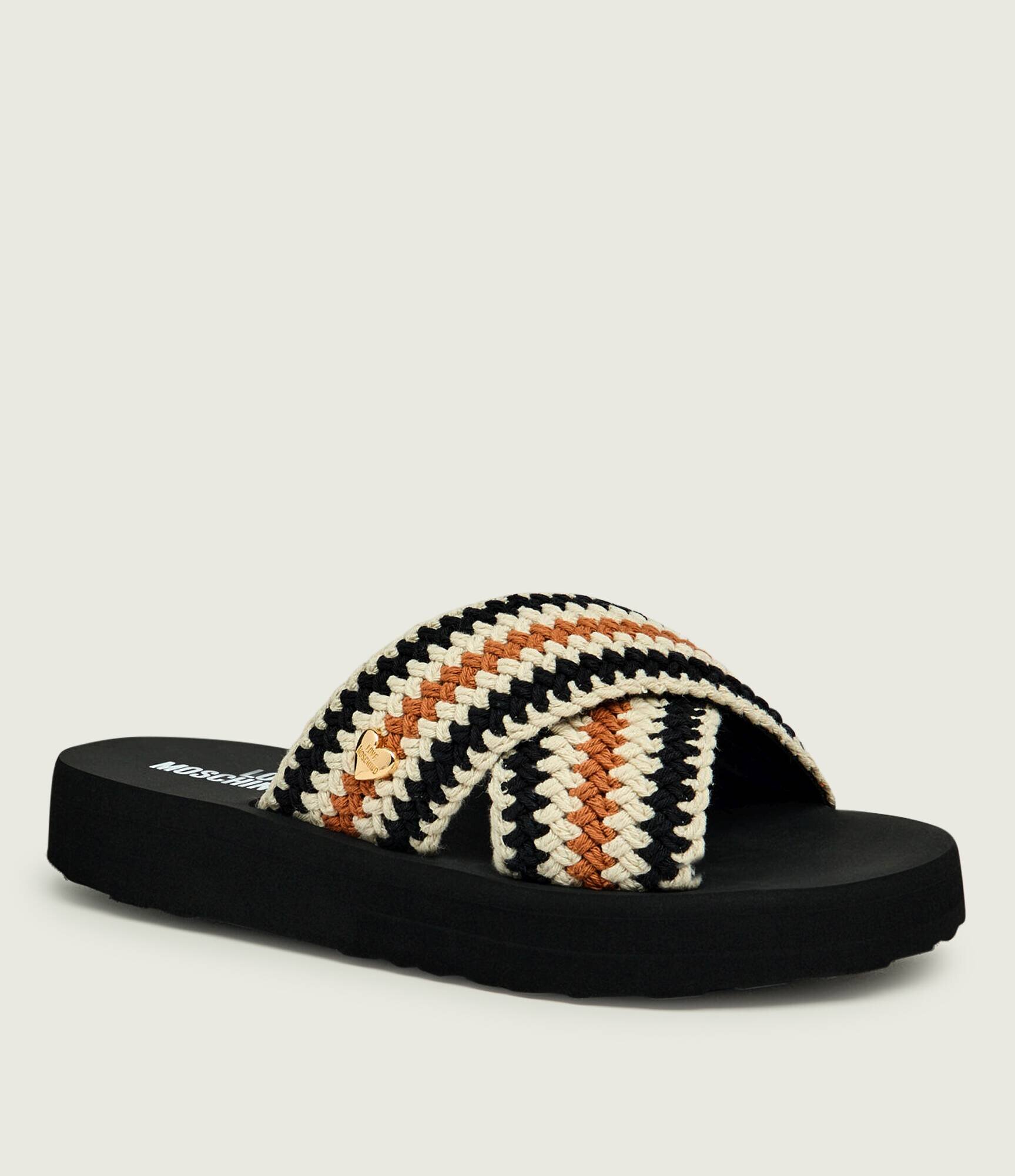 Love Moschino Șlapi cu adaos de piele