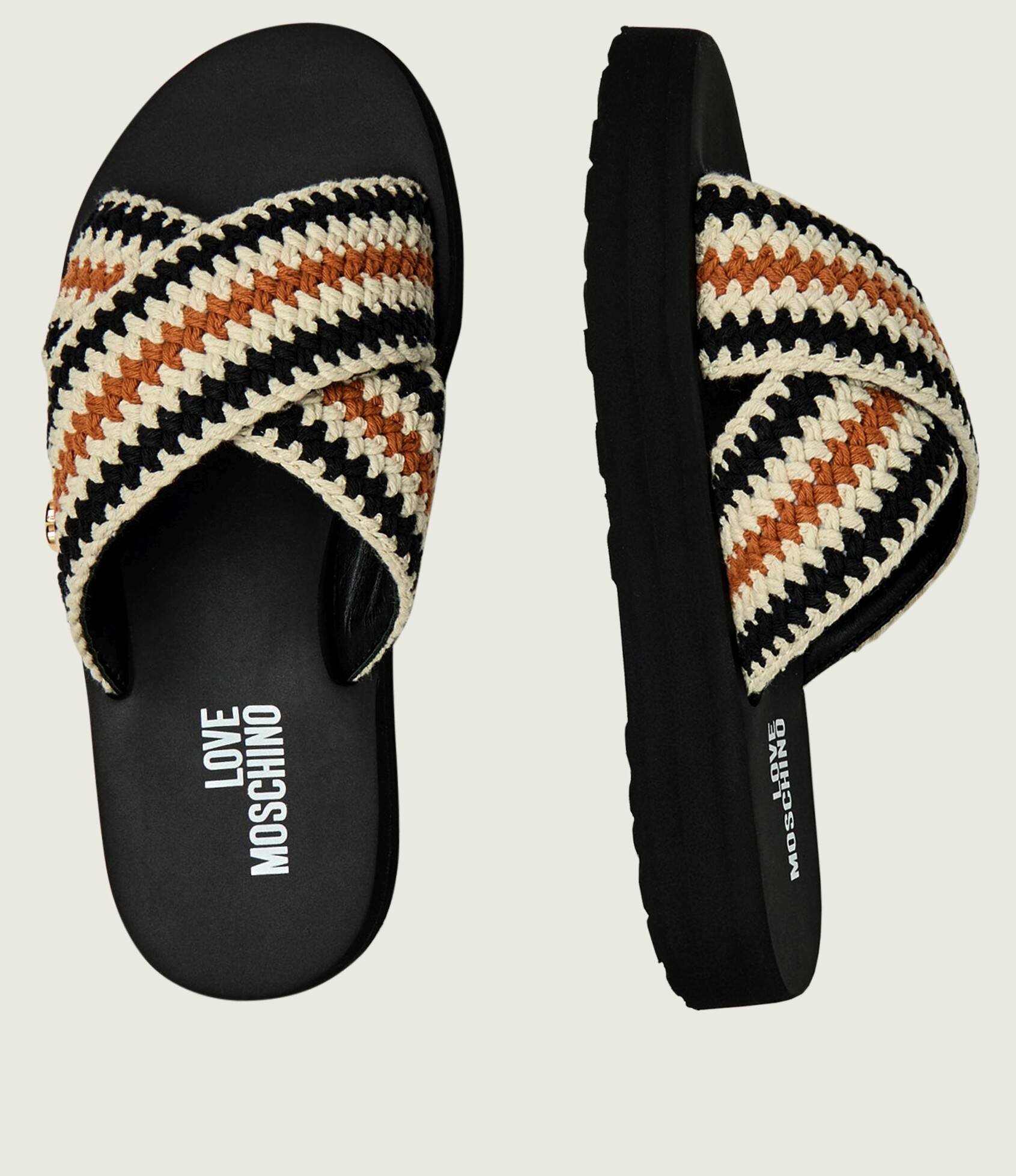 Love Moschino Șlapi cu adaos de piele
