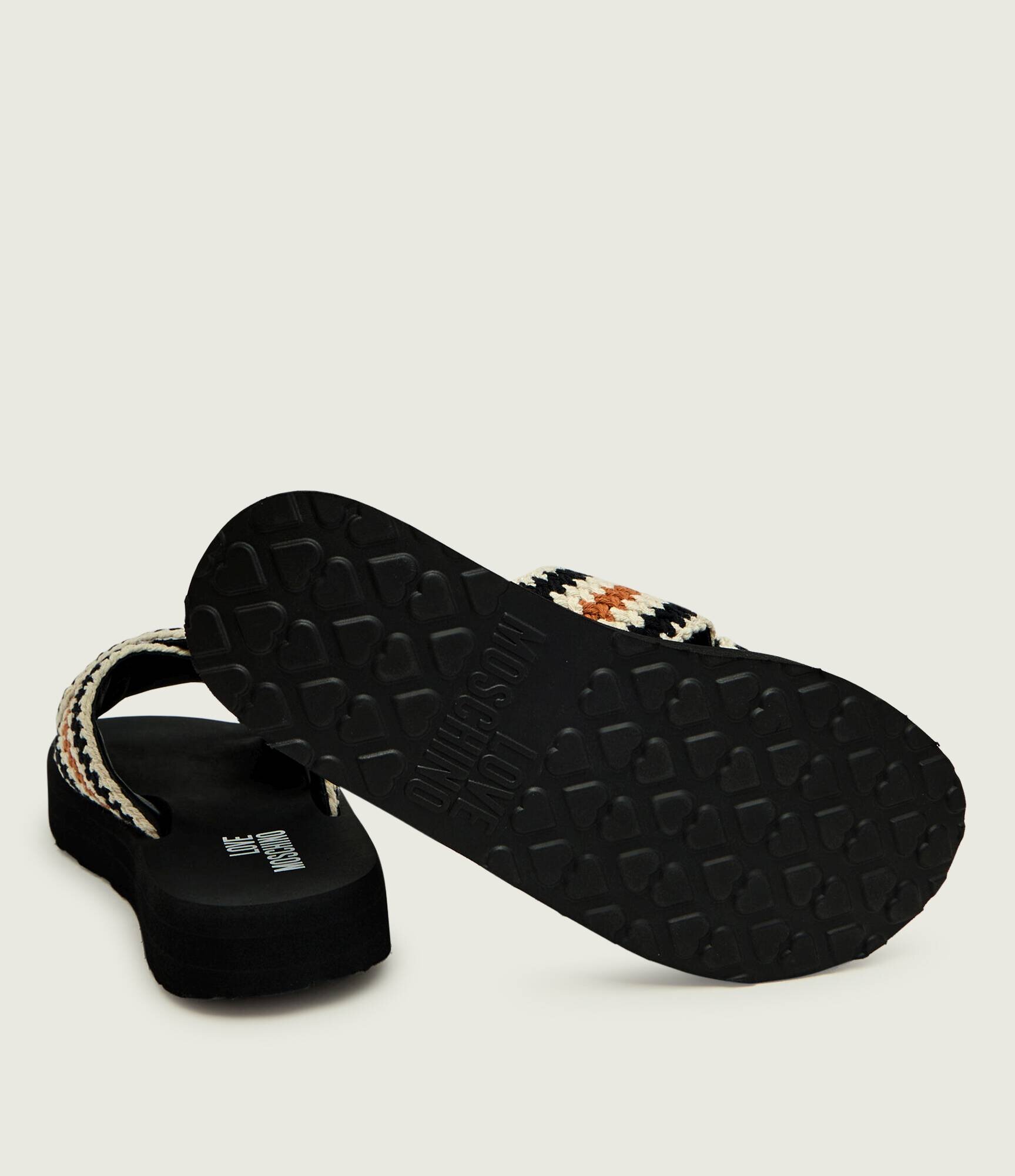 Love Moschino Șlapi cu adaos de piele