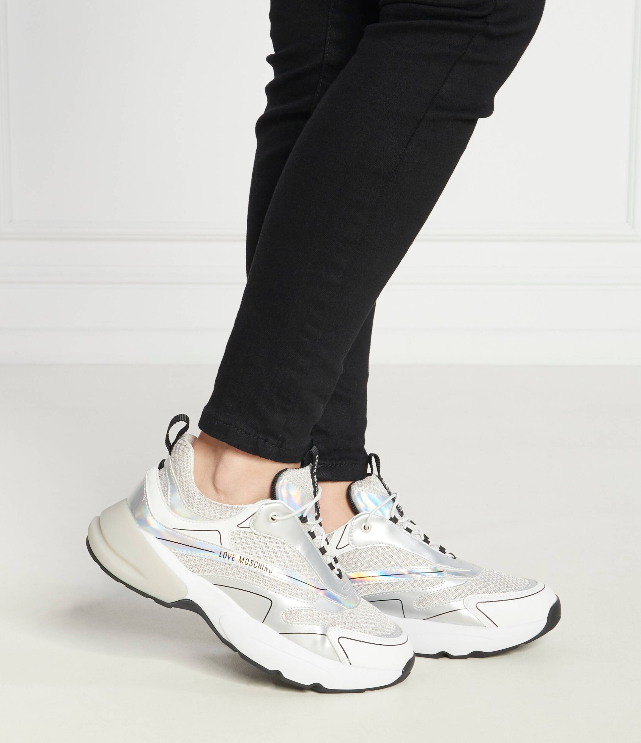 Love Moschino Sneakers cu adaos de piele