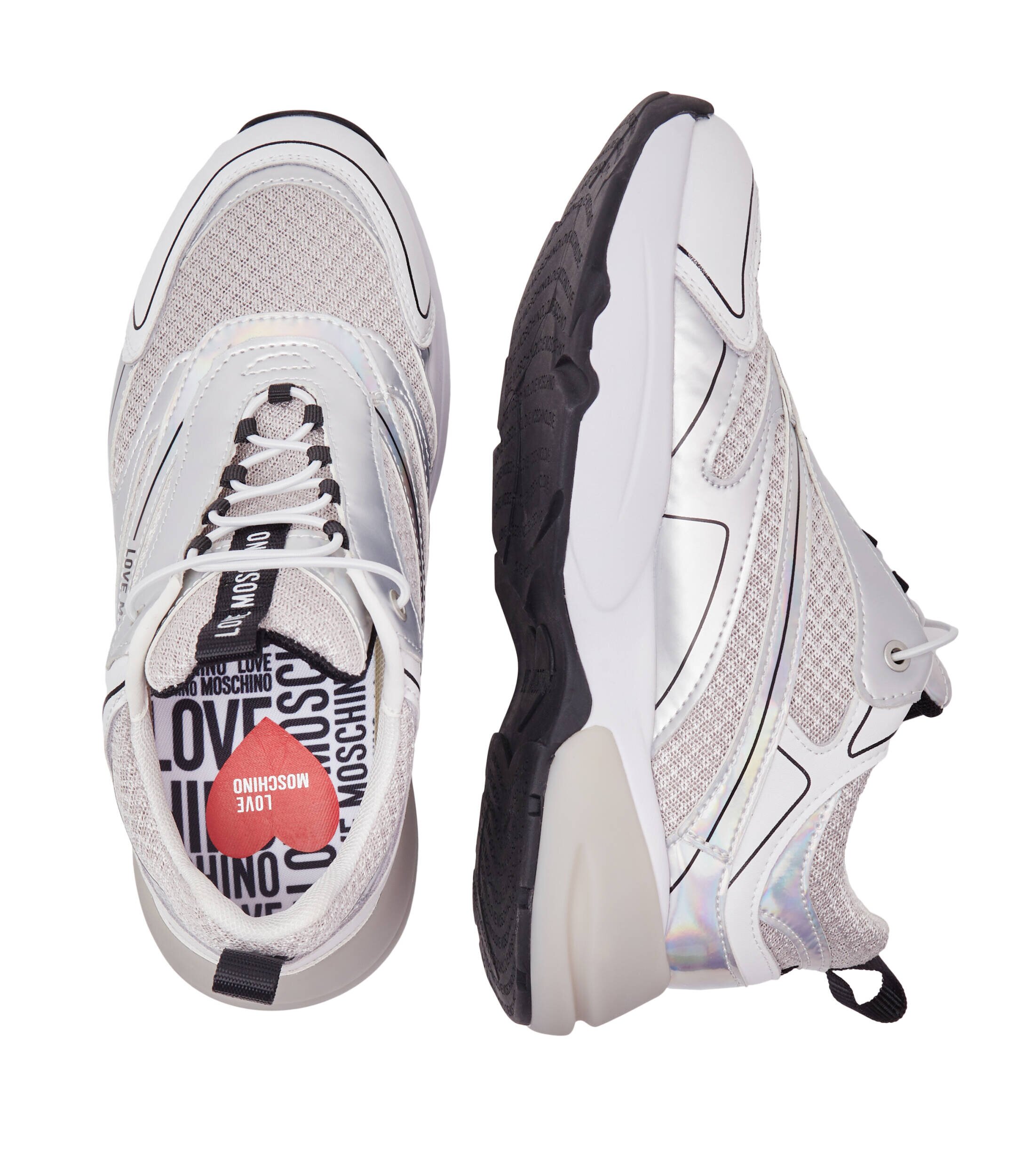 Love Moschino Sneakers cu adaos de piele