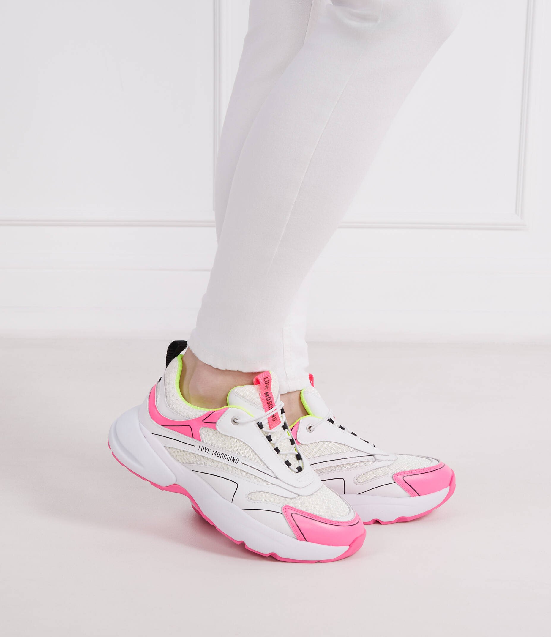 Love Moschino Sneakers cu adaos de piele