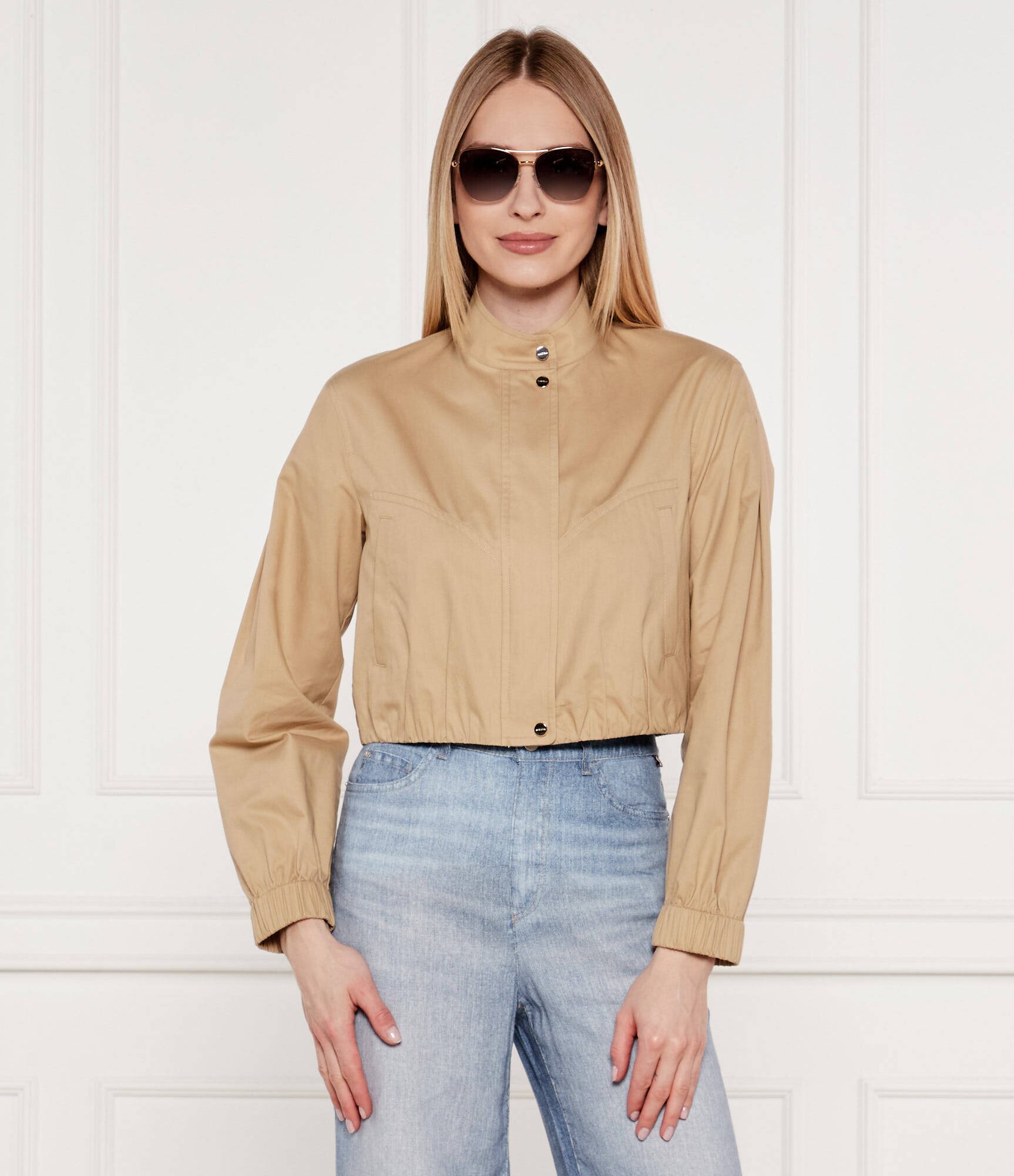 Marc Cain Geacă | Cropped Fit cu adaos de mătase