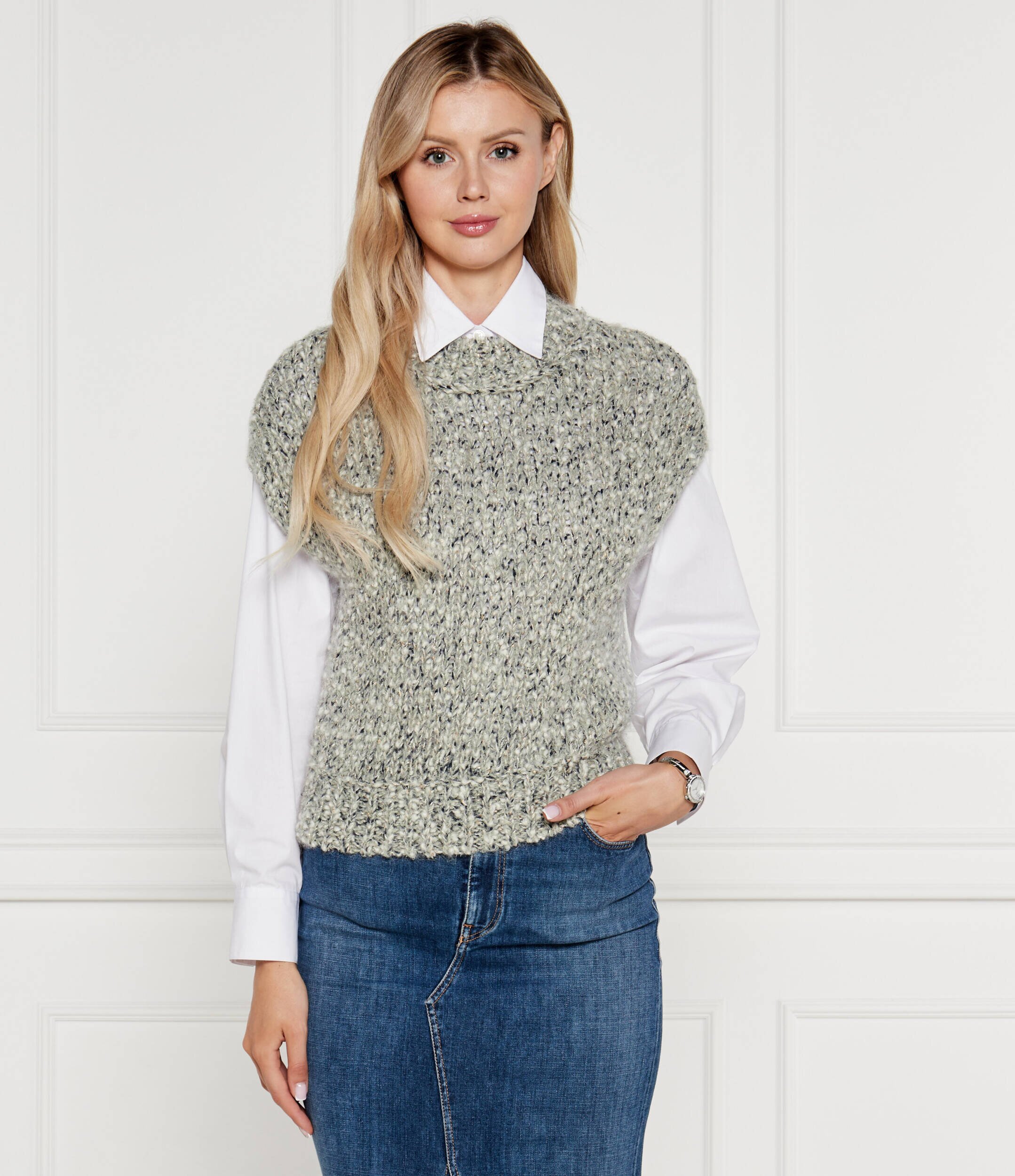 Marc Cain Pulover | Loose fit cu adaos de lână