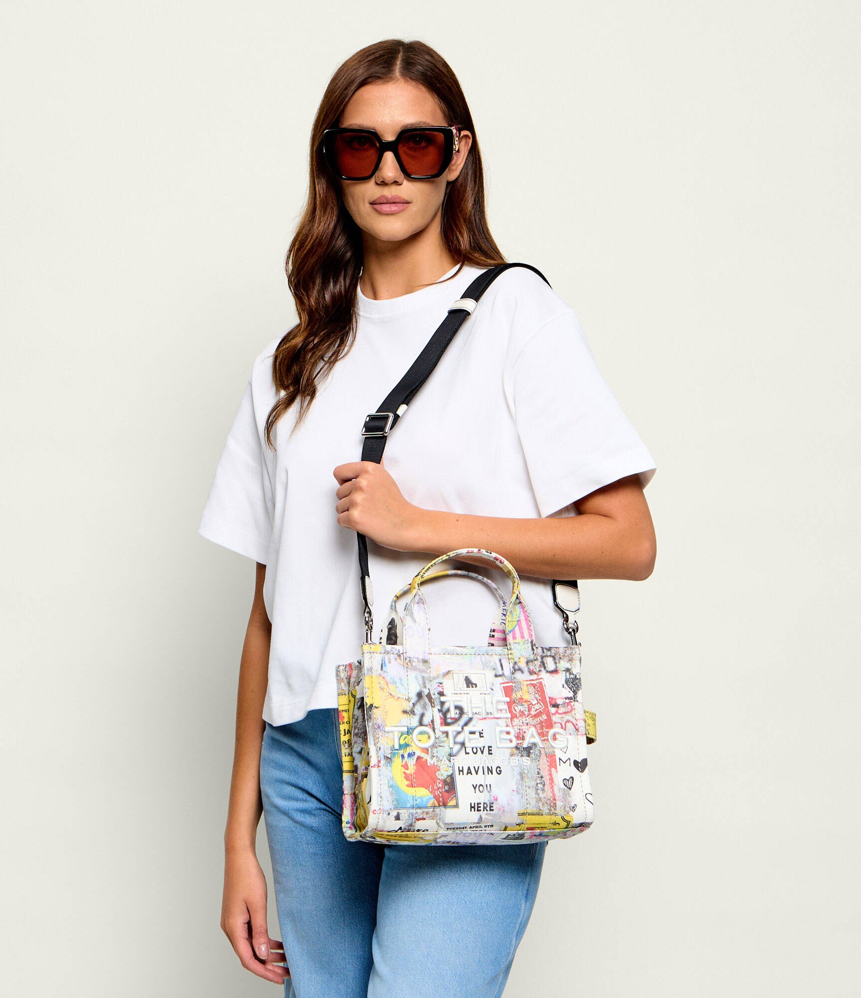 Marc Jacobs Cufăr The Pop Americana Canvas Small Tote Bag