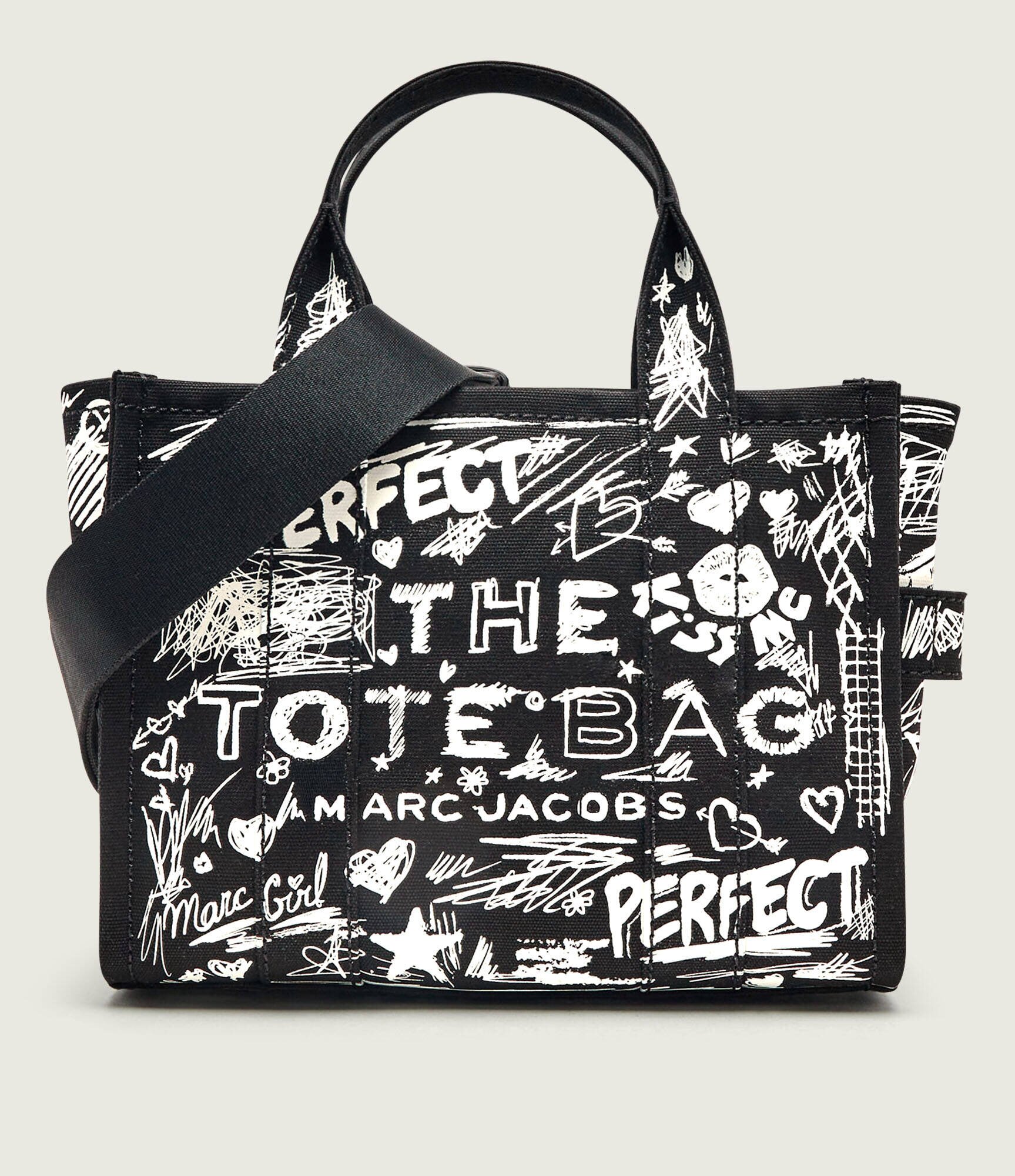 Marc Jacobs Cufăr The Punk Scribble Canvas Small Tote Bag