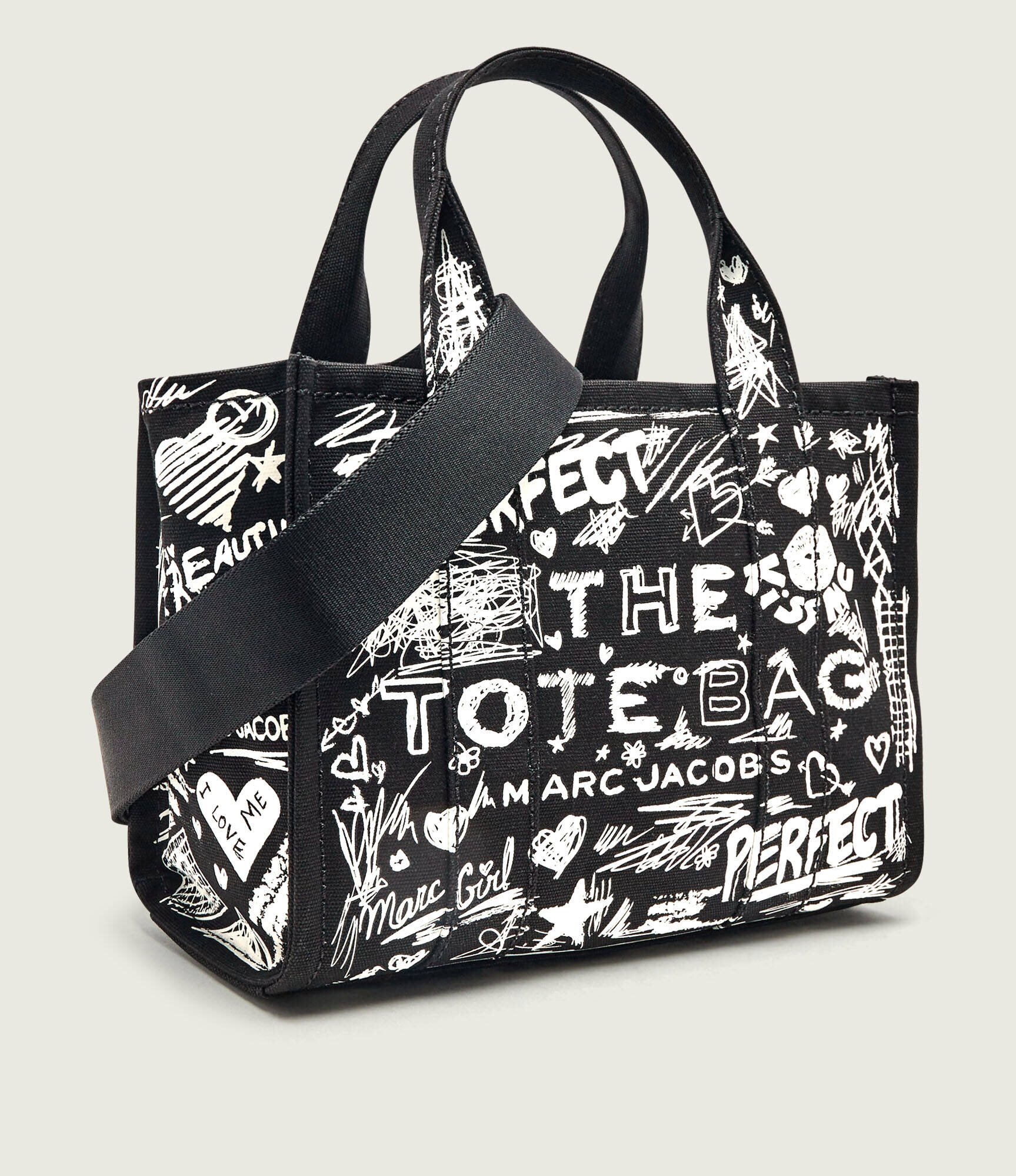 Marc Jacobs Cufăr The Punk Scribble Canvas Small Tote Bag
