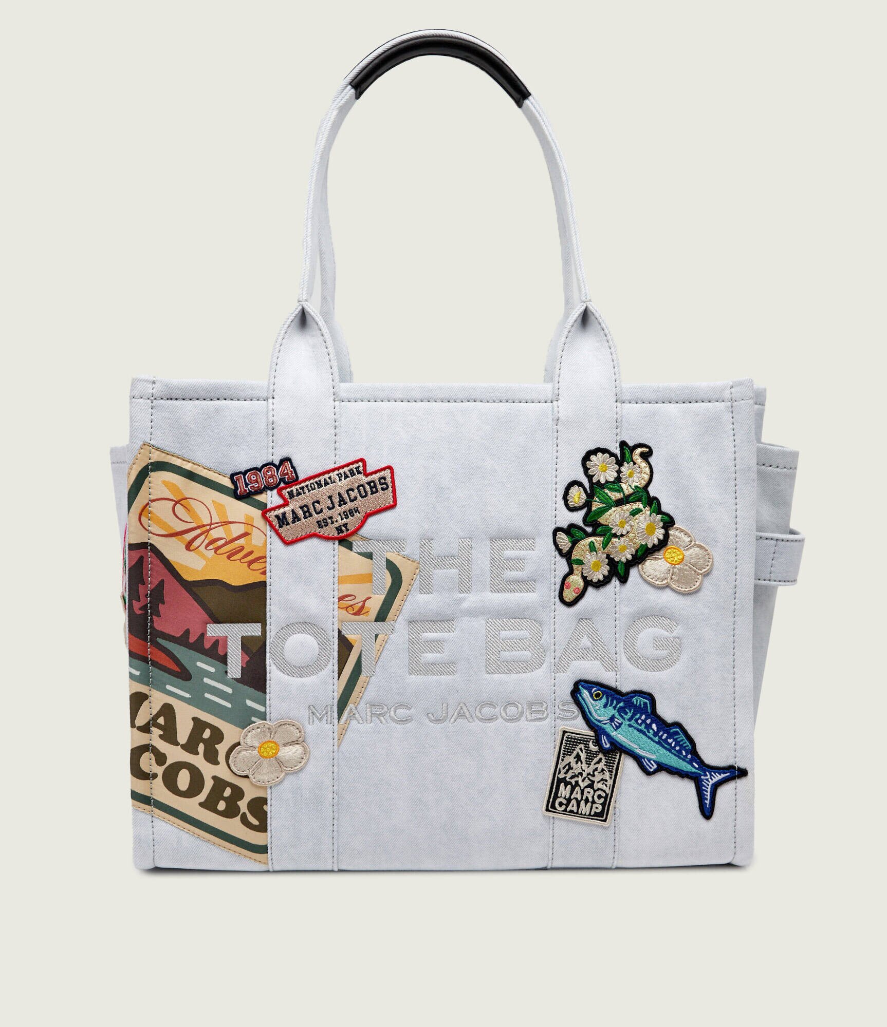 Marc Jacobs De blugi geantă shopper The Large Tote Camp Patchwork Denim Tote Bag