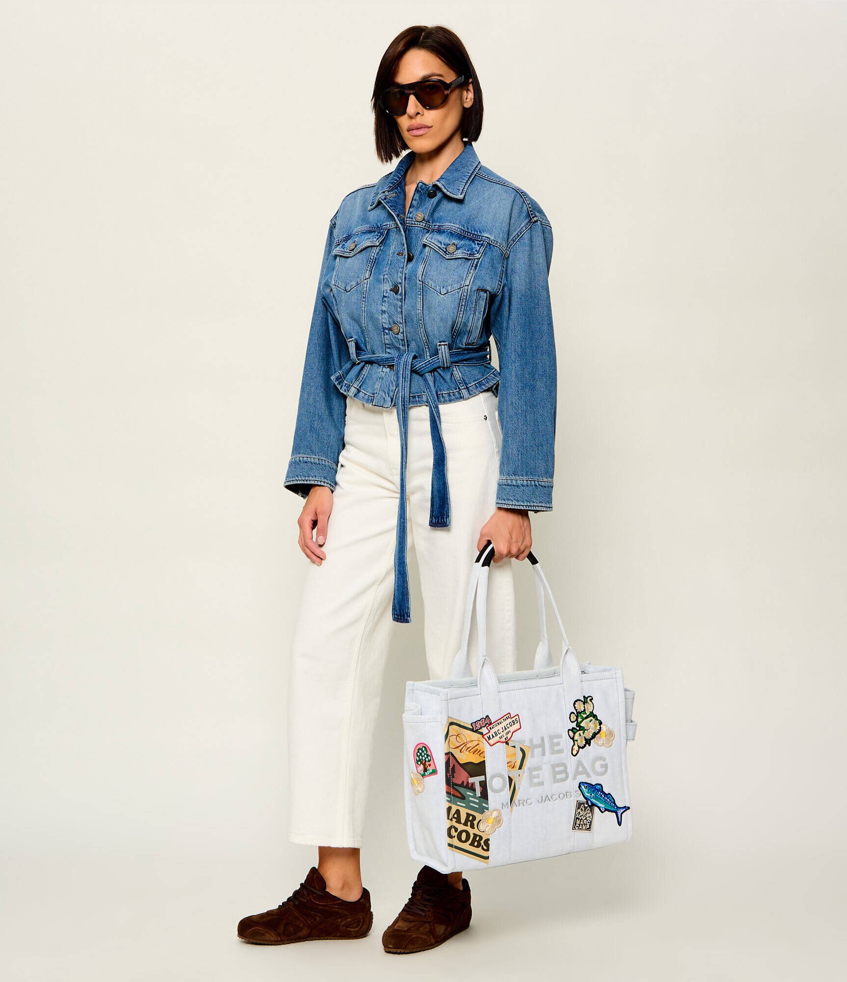 Marc Jacobs De blugi geantă shopper The Large Tote Camp Patchwork Denim Tote Bag