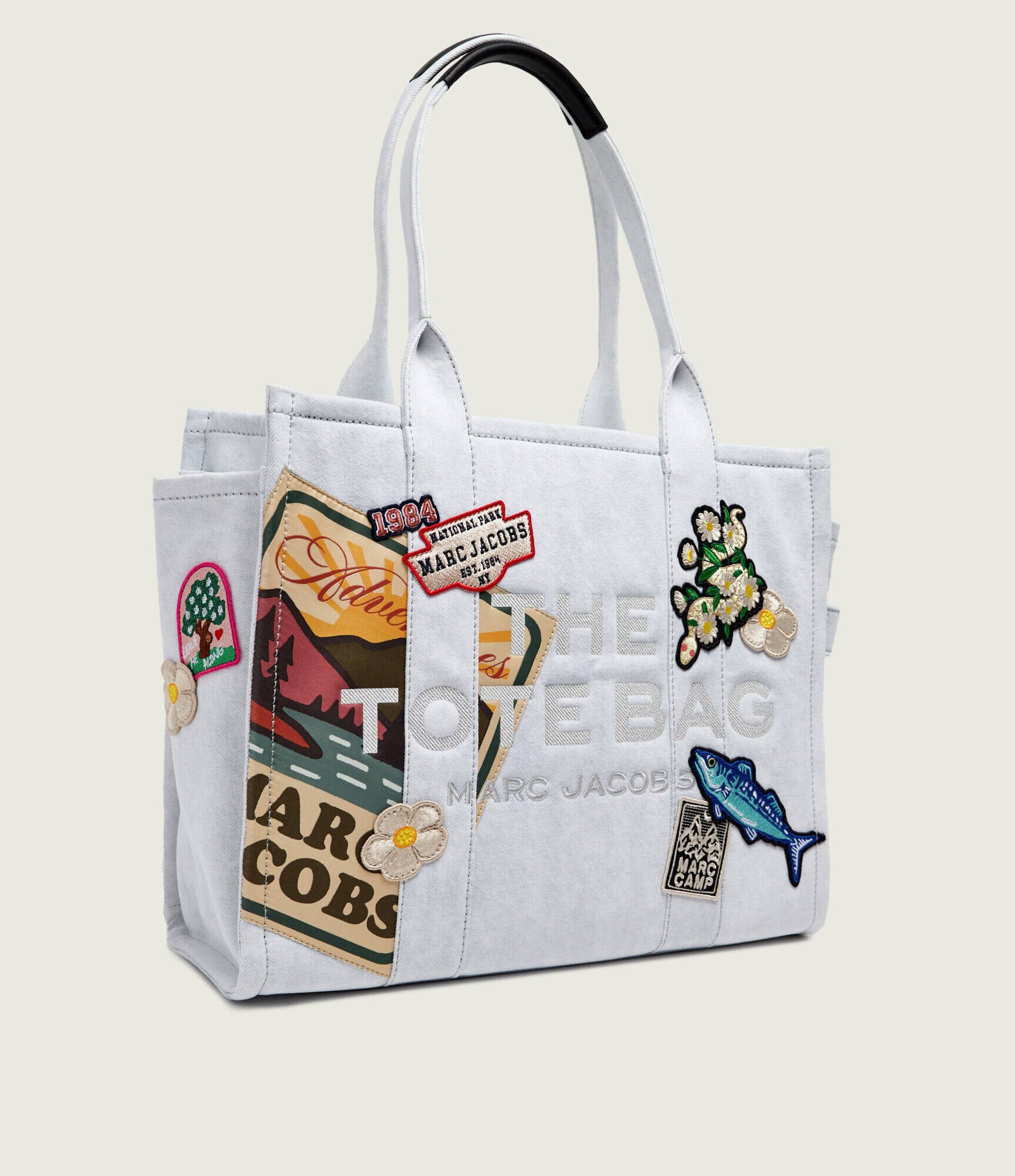 Marc Jacobs De blugi geantă shopper The Large Tote Camp Patchwork Denim Tote Bag