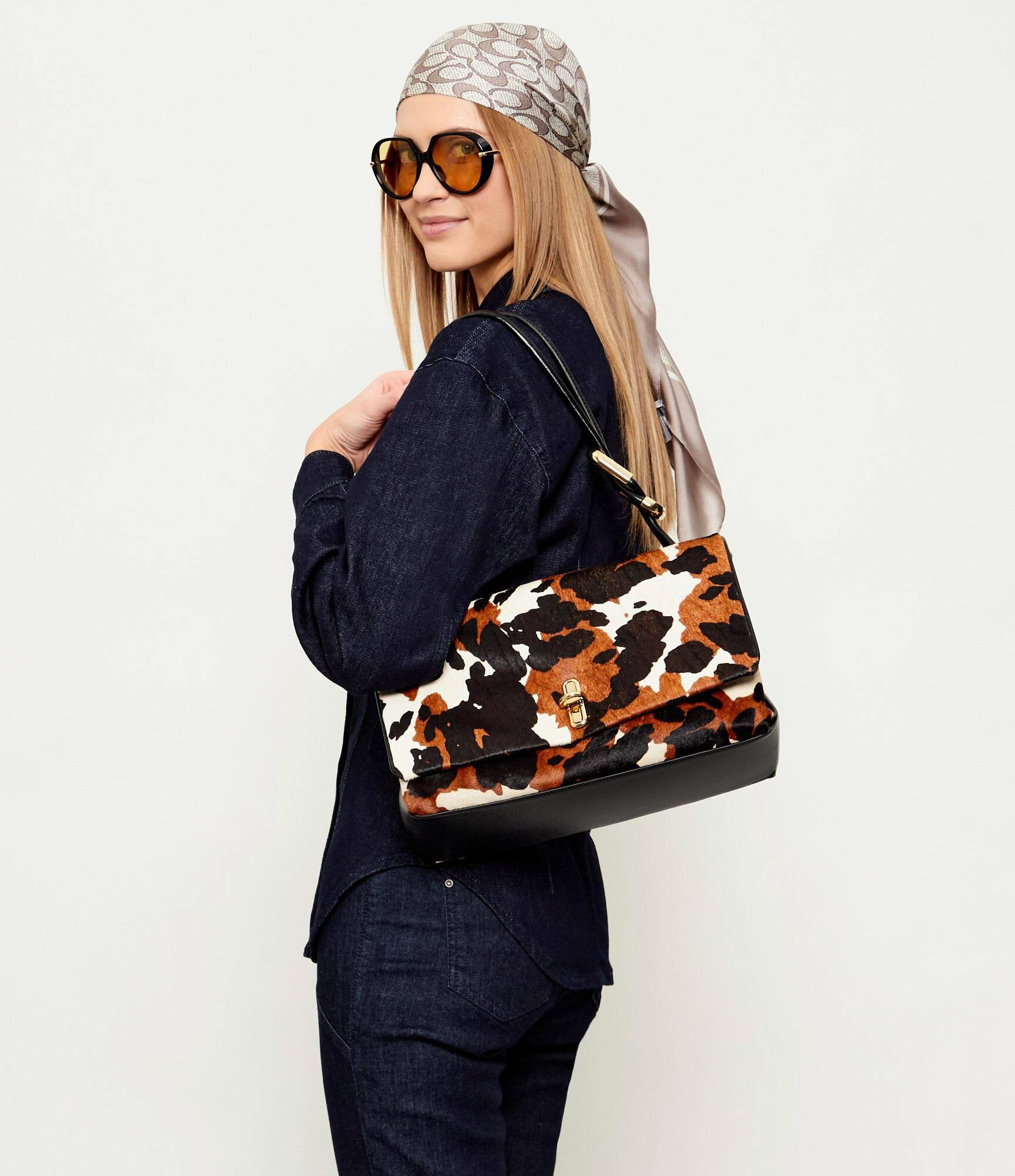 Marc Jacobs De piele geantă pe umăr The Cow Haircalf Large Dual Bag