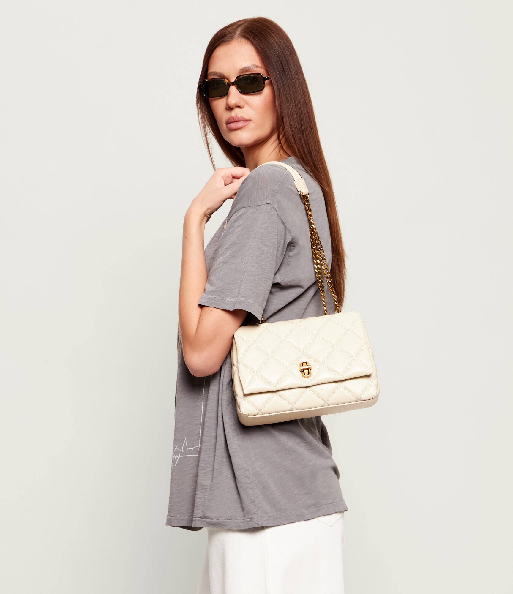 Marc Jacobs De piele geantă pe umăr THE SLIM DUAL CHAIN SHOULDER
