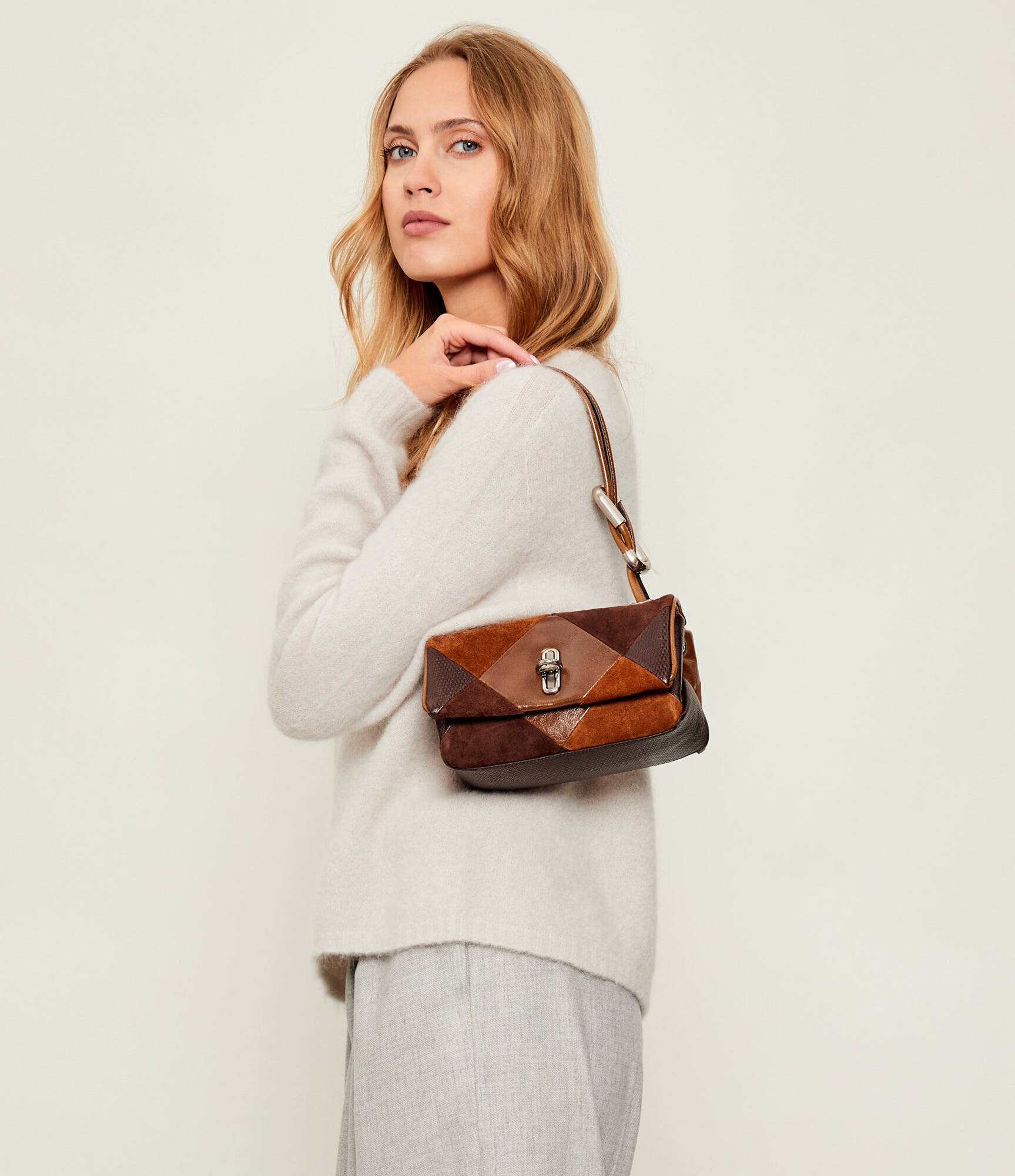Marc Jacobs De piele geantă pe umăr The Suede Patchwork Mini Dual | piele întoarsă