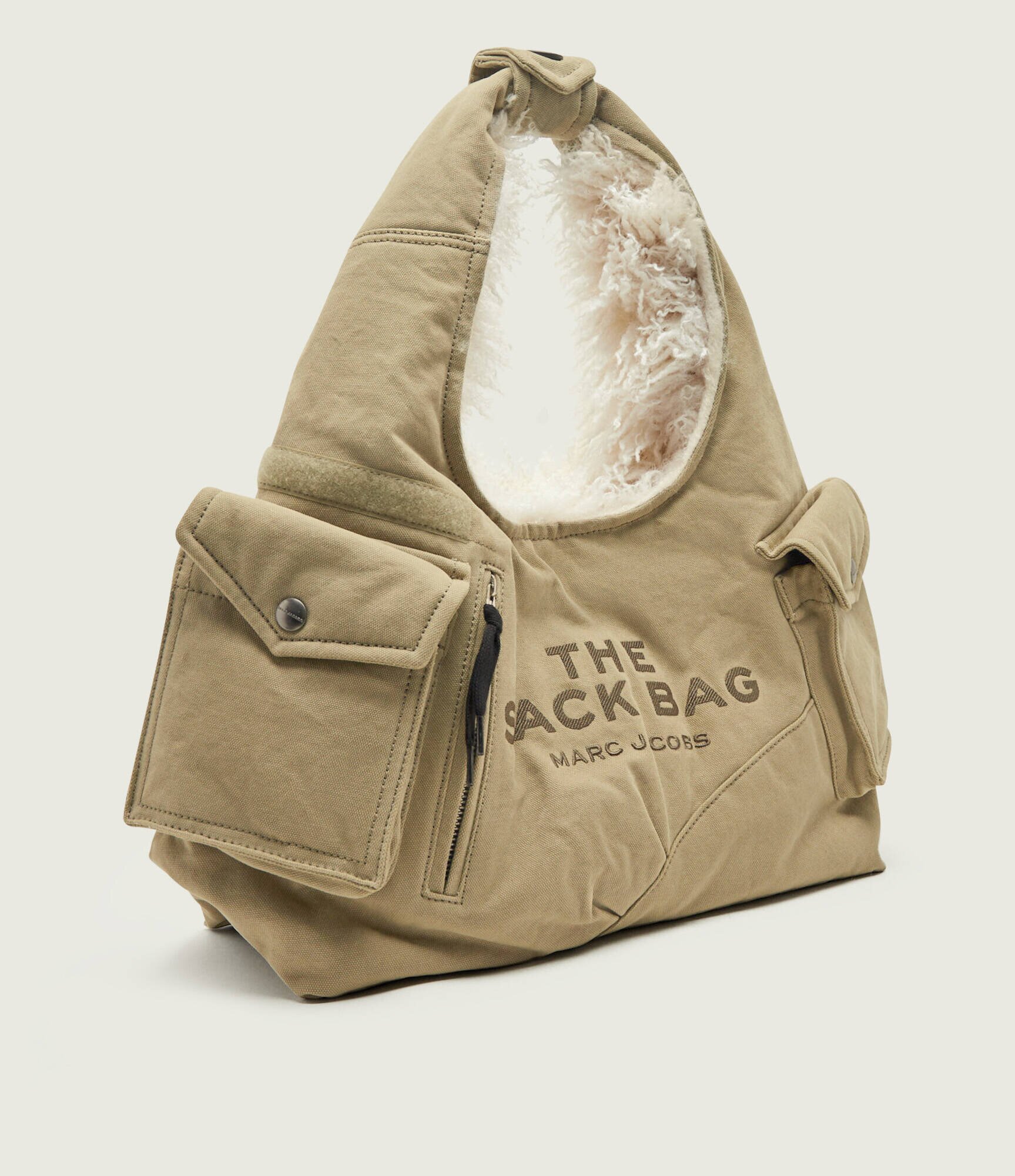 Marc Jacobs Hobo Sack Bag In Cargo Fur Canvas | shearling