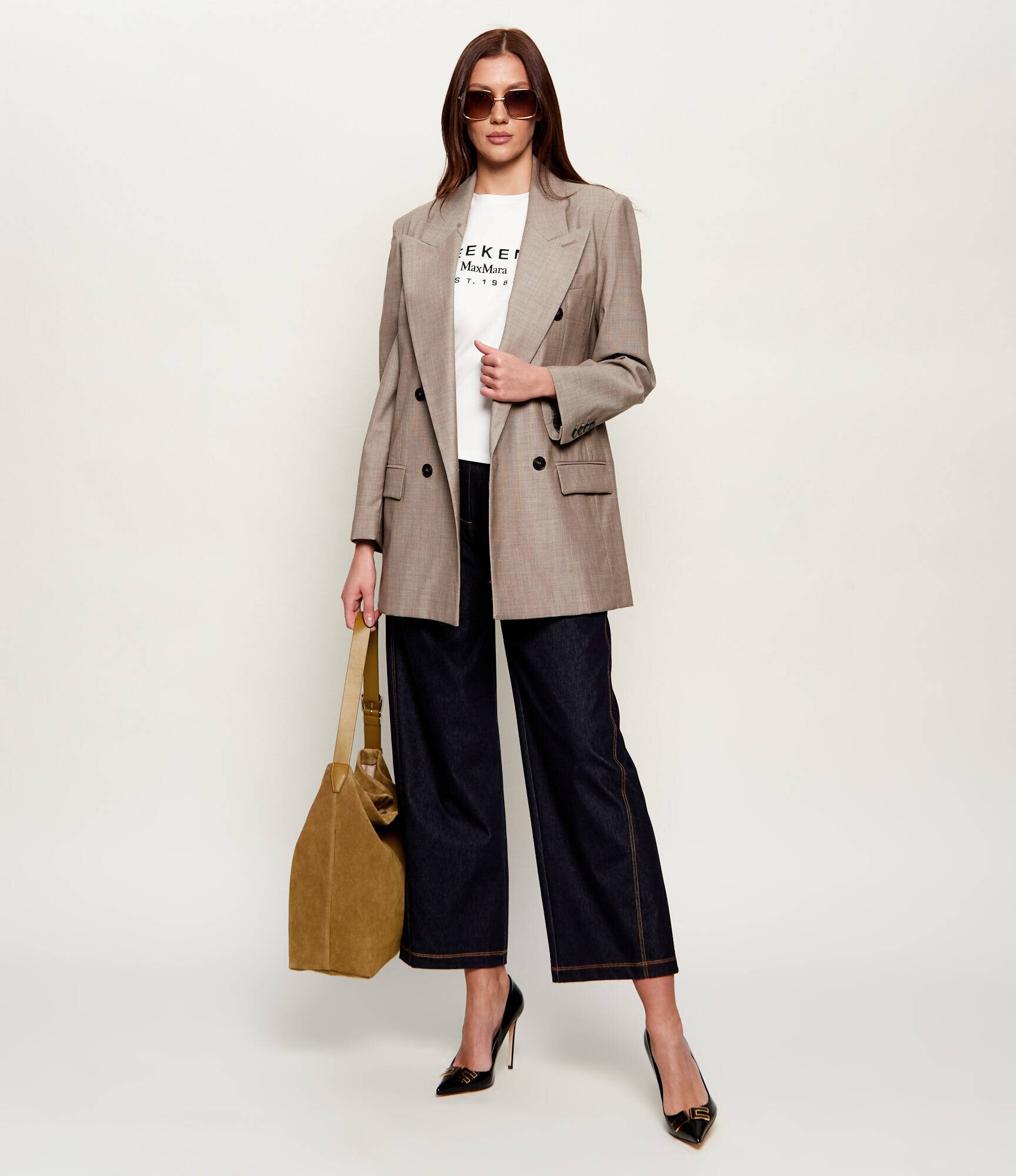 Marella De lână sacou MLLCERA | Loose fit cu adaos de mătase
