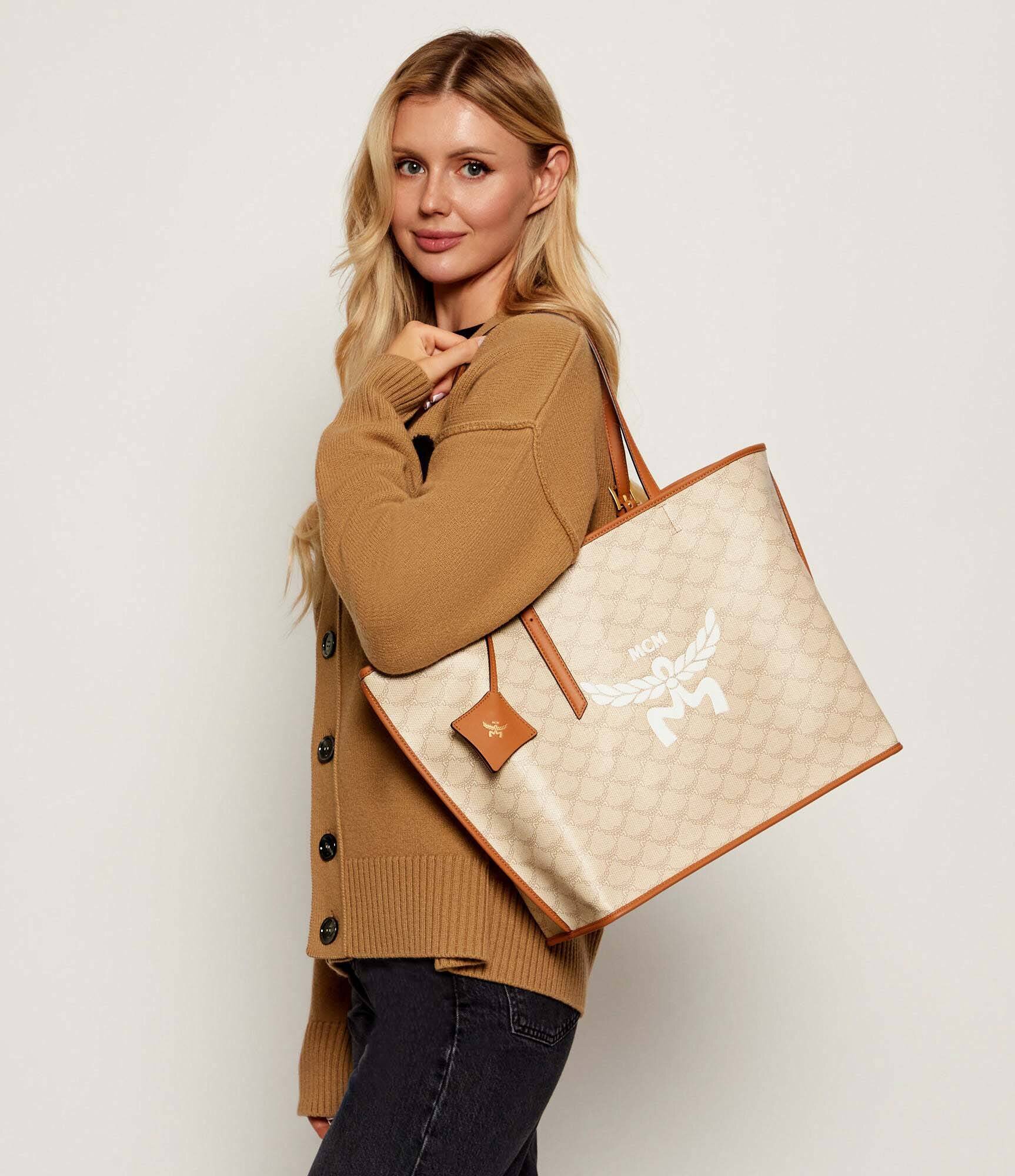 MCM Geantă shopper + borsetă Himmel cu adaos de piele
