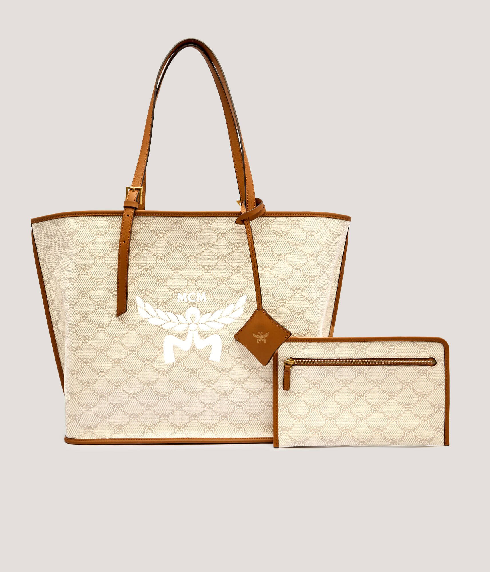 MCM Geantă shopper + borsetă Himmel cu adaos de piele