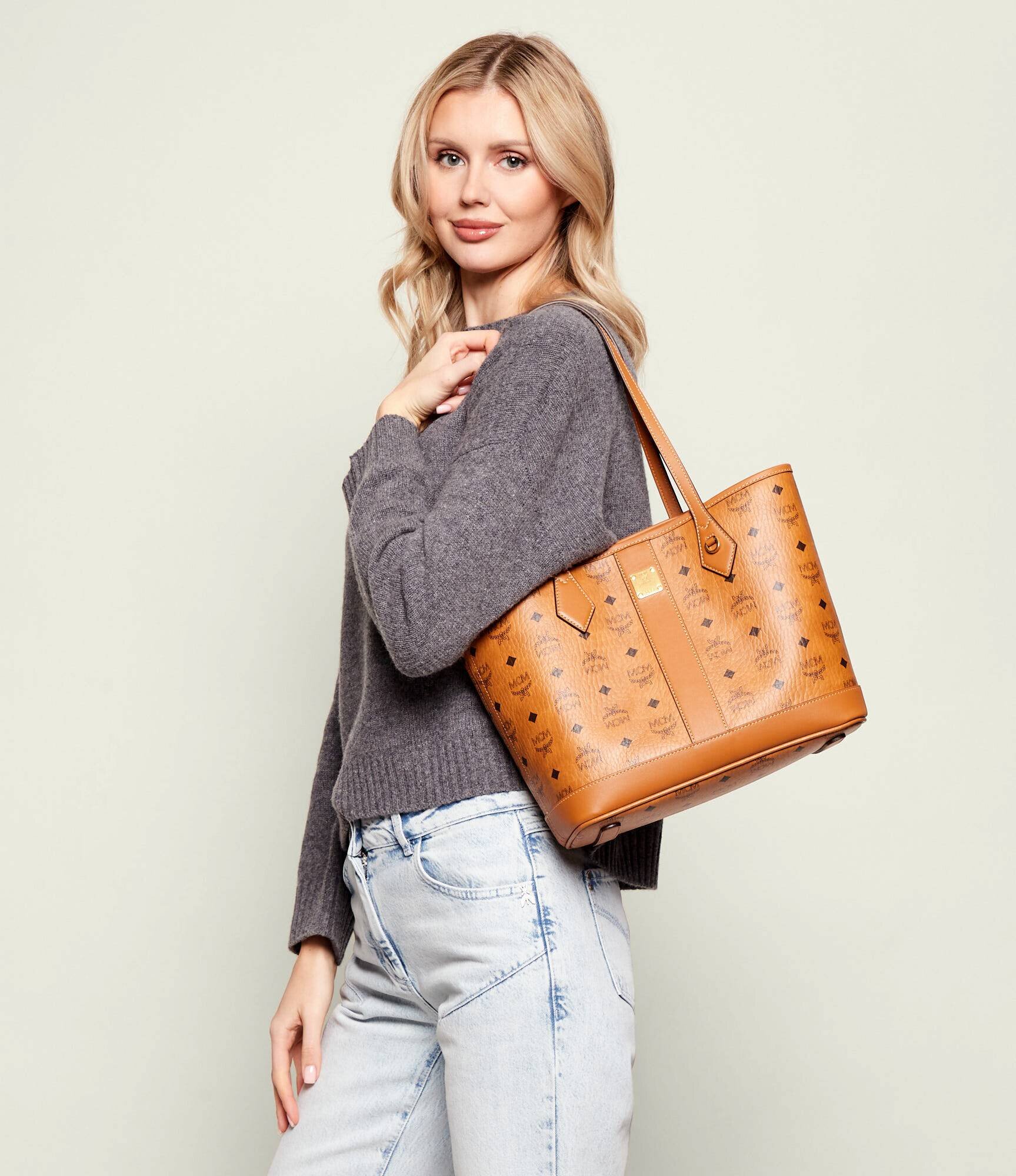 MCM Geantă shopper + borsetă Liz cu adaos de piele
