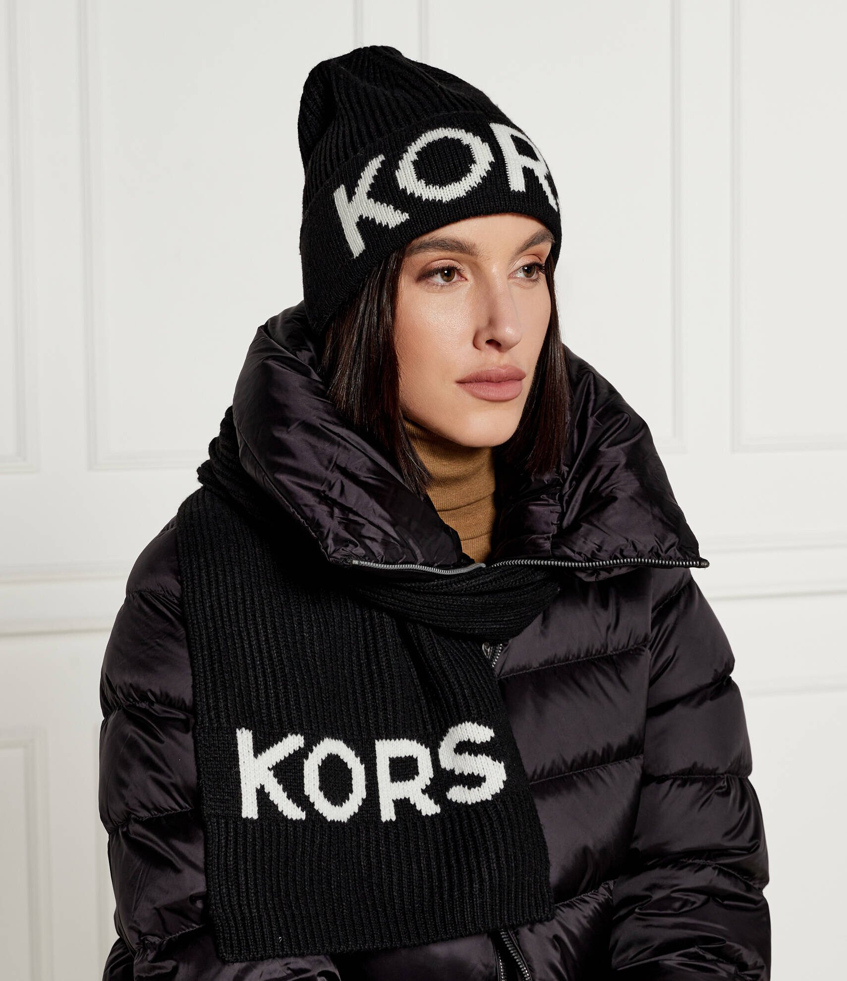 Michael Kors Șal + căciulă FISHERMAN'S RIB cu adaos de lână