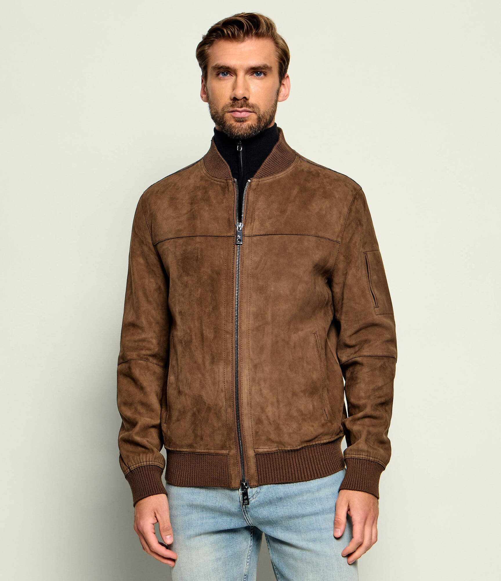 Milestone Geacă de piele bomber MSJoshua | regular fit cu adaos de lână