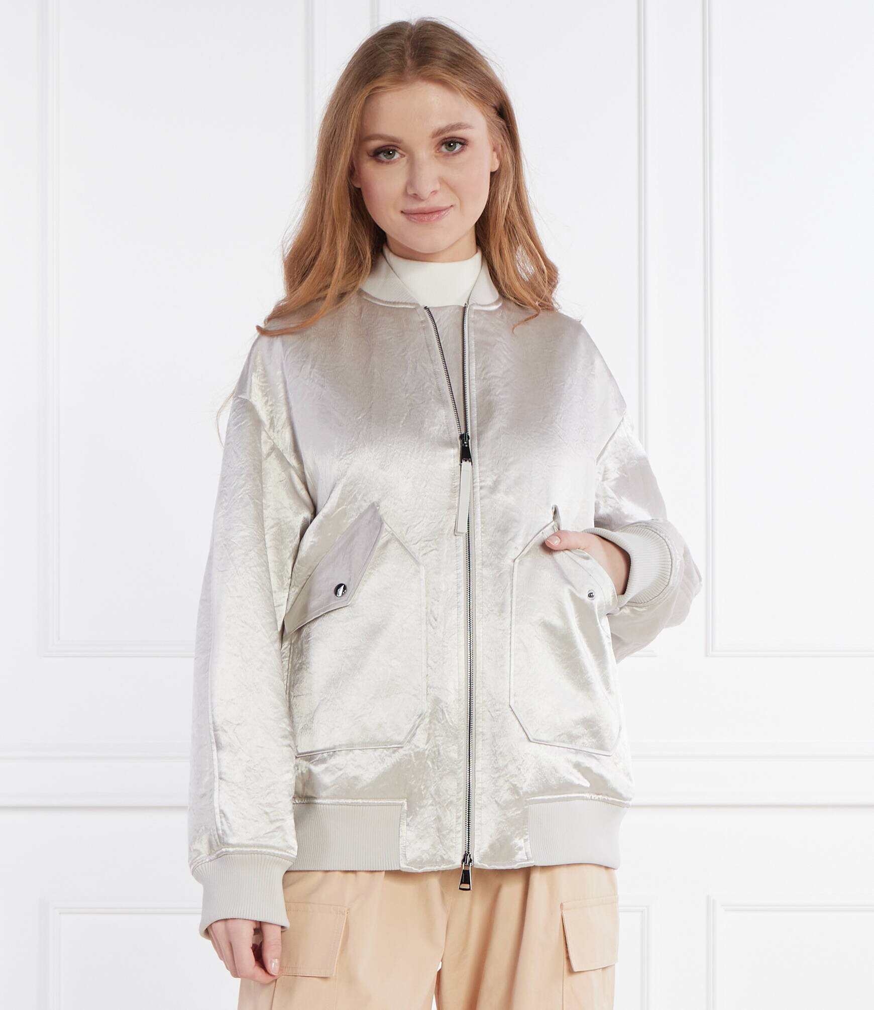 MM De satin geacă bomber | Oversize fit cu adaos de lână