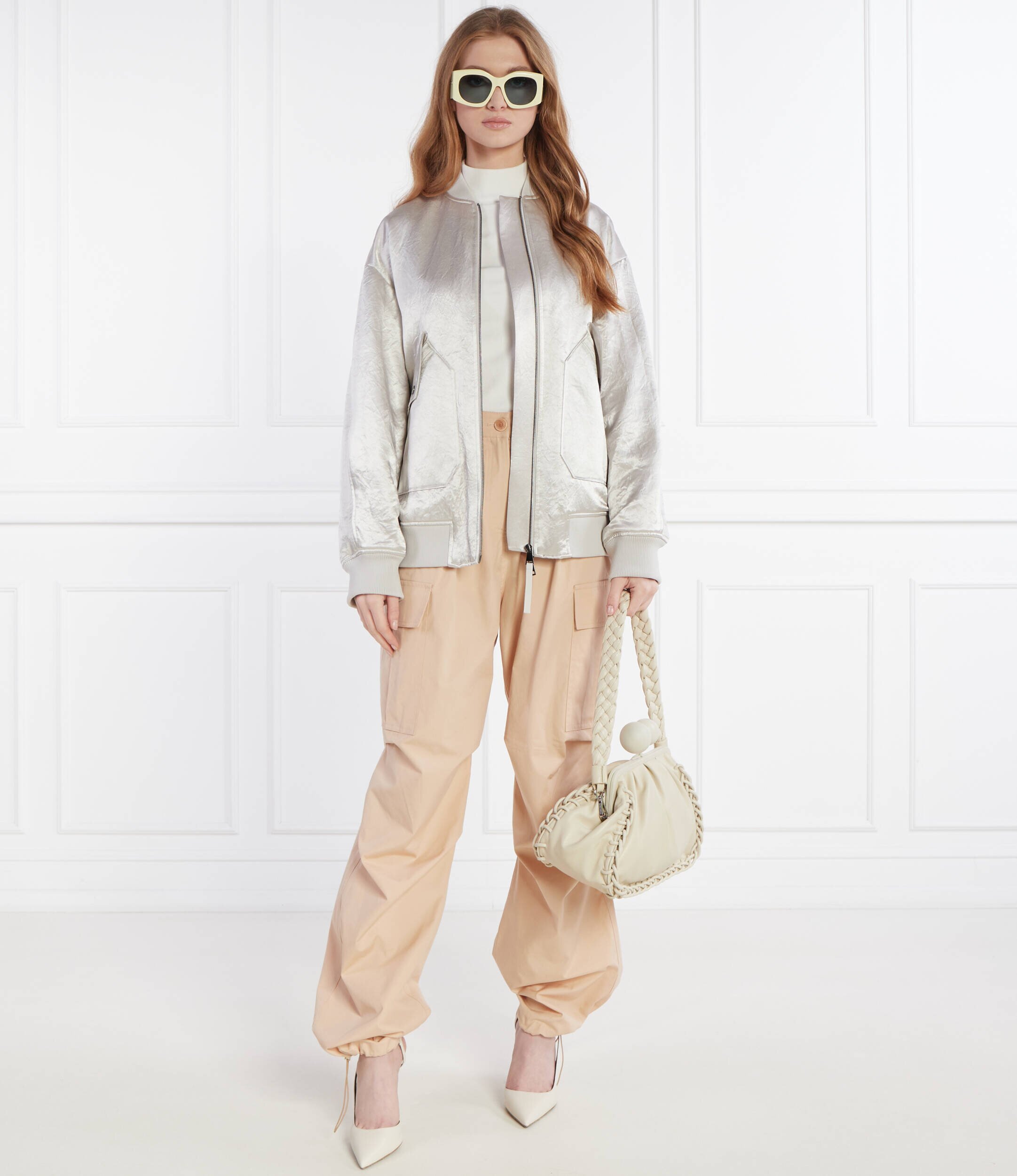 MM De satin geacă bomber | Oversize fit cu adaos de lână