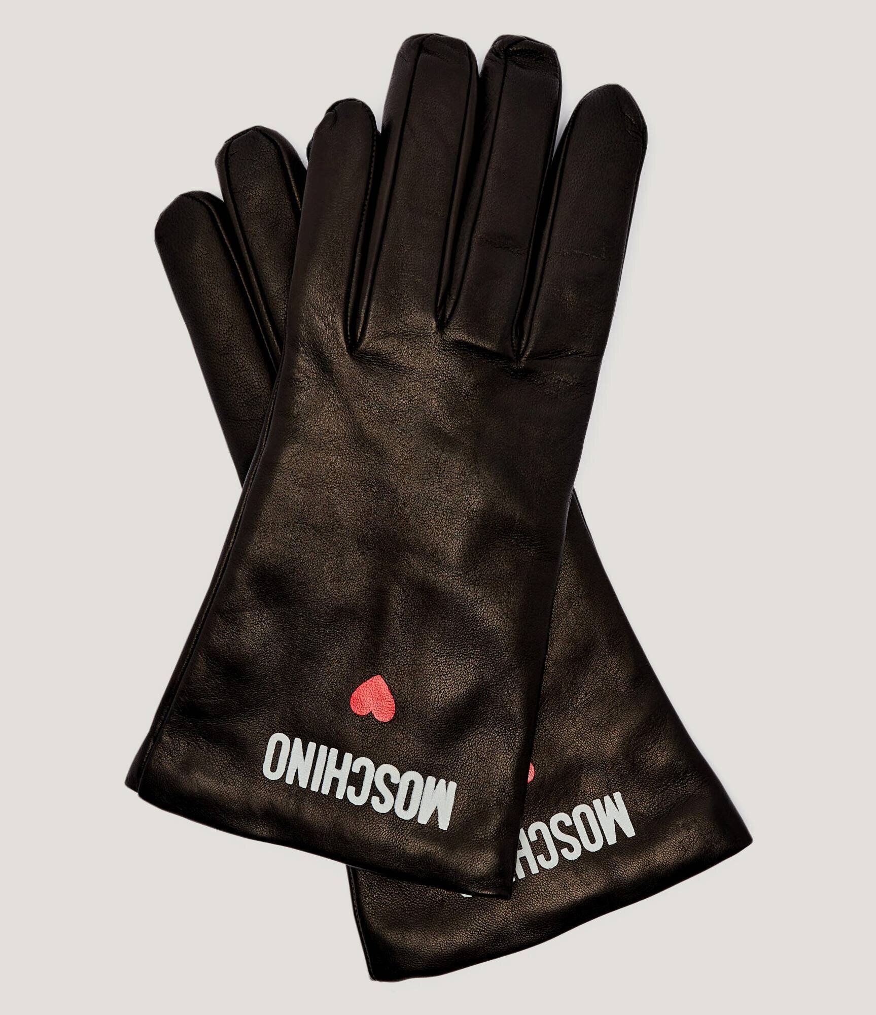 Moschino Mănuși de piele cu adaos de lână