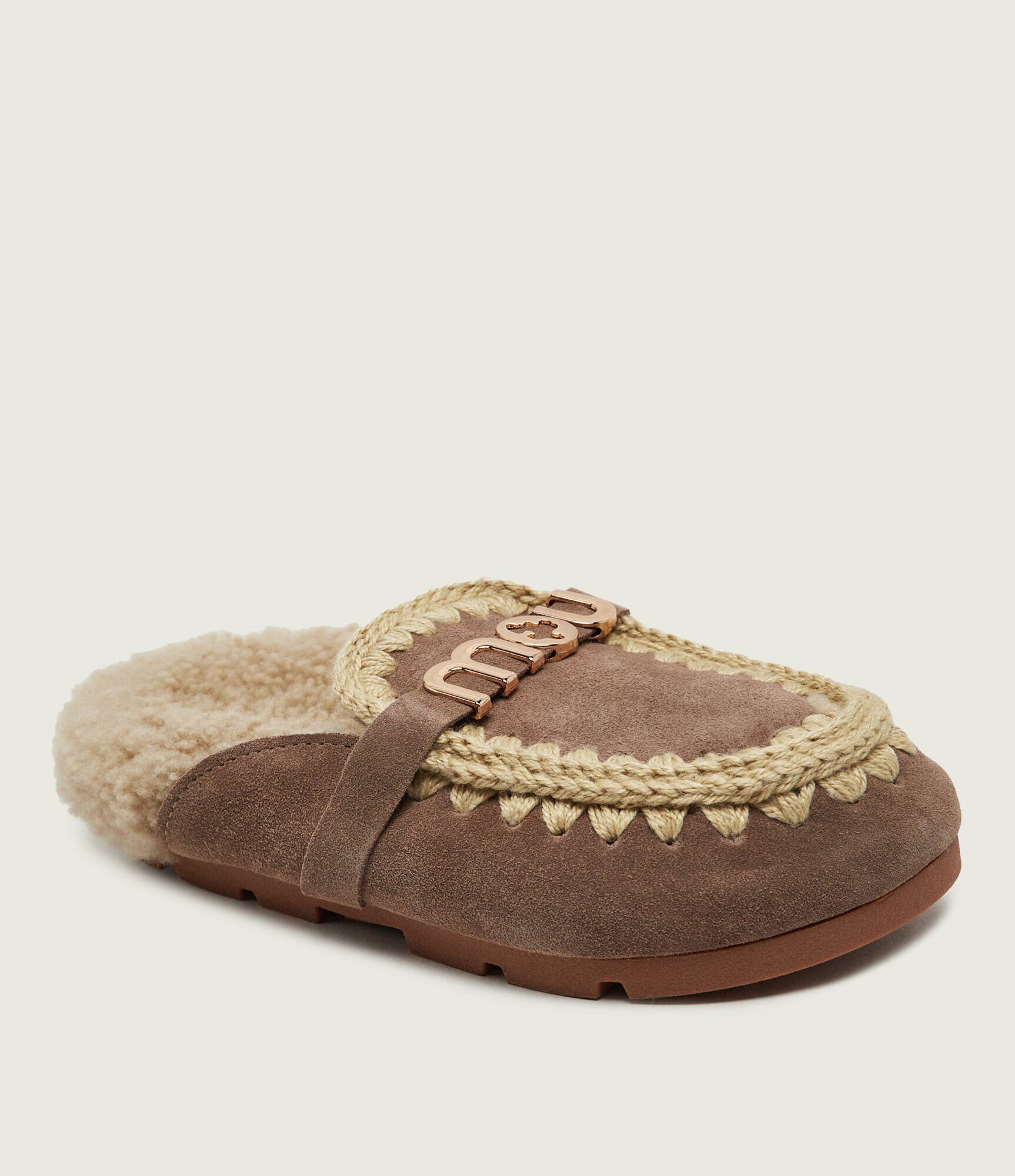 Mou Căptușite mules (încălțăminte) Winter Bio Slide | piele întoarsă | shearling