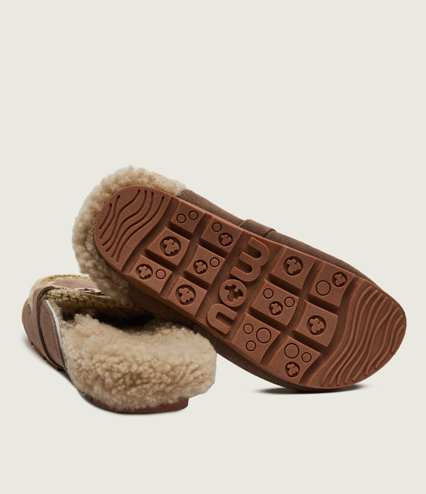 Mou Căptușite mules (încălțăminte) Winter Bio Slide | piele întoarsă | shearling