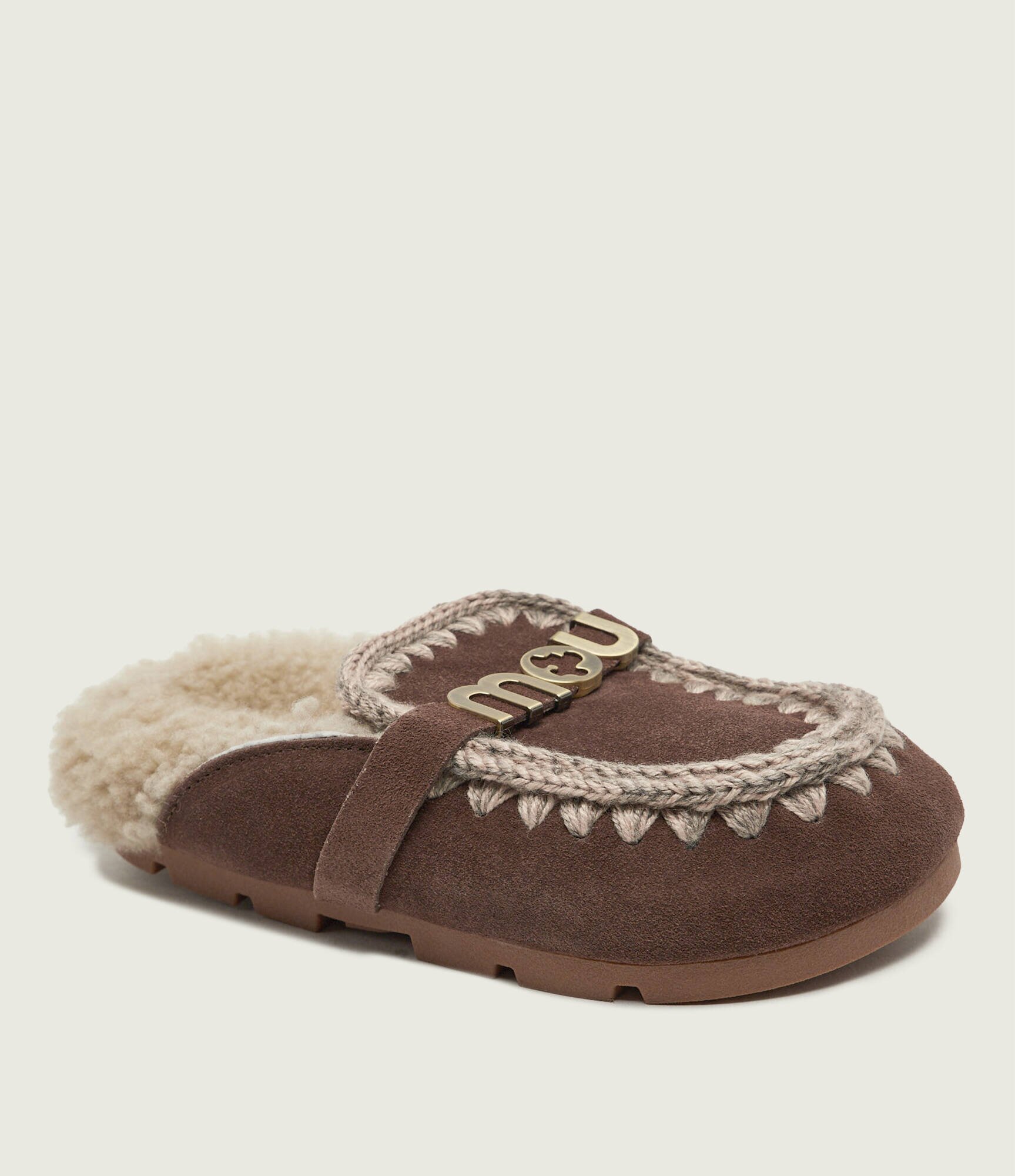 Mou Căptușite mules (încălțăminte) Winter Bio Slide | piele întoarsă | shearling