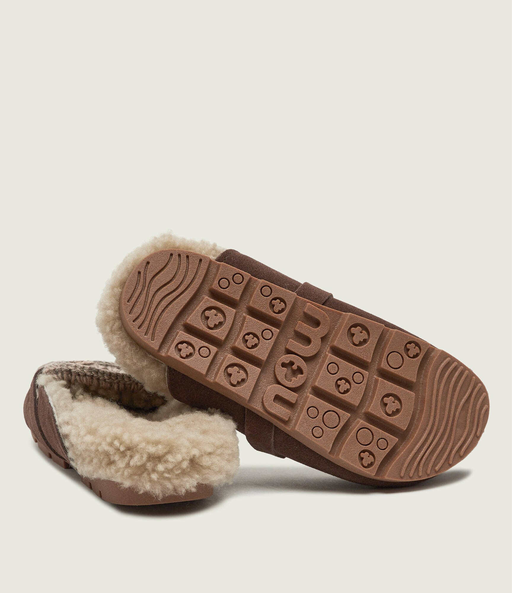 Mou Căptușite mules (încălțăminte) Winter Bio Slide | piele întoarsă | shearling