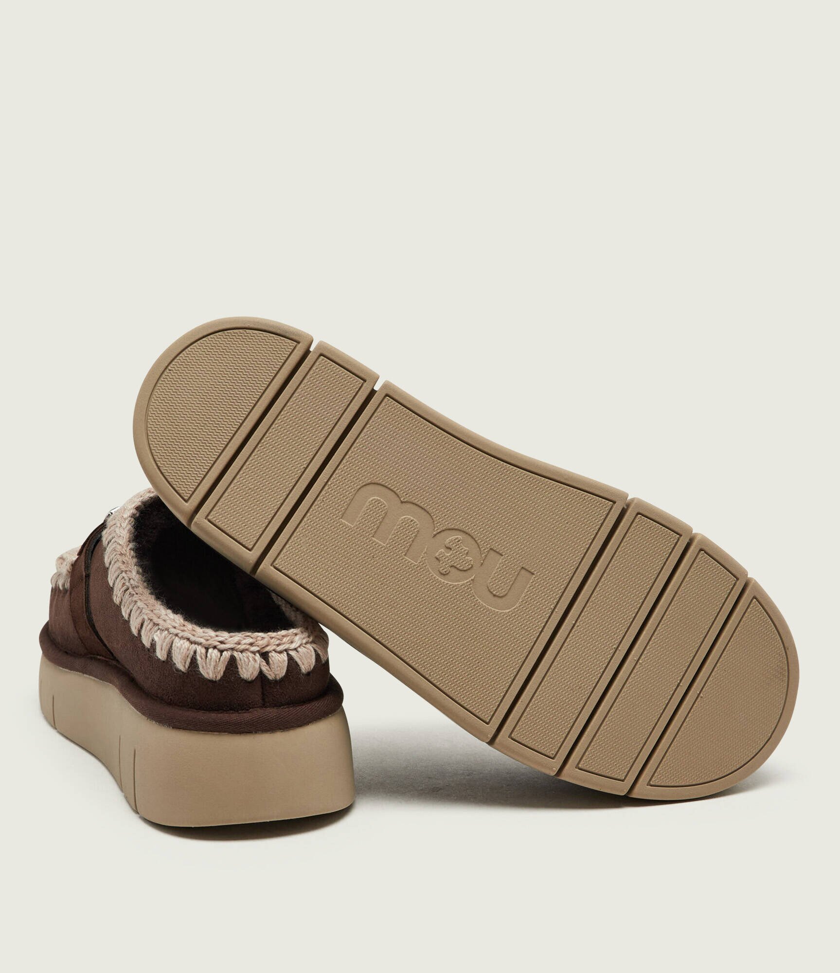Mou Mules (încălțăminte) Bounce Clog cu adaos de lână | piele întoarsă