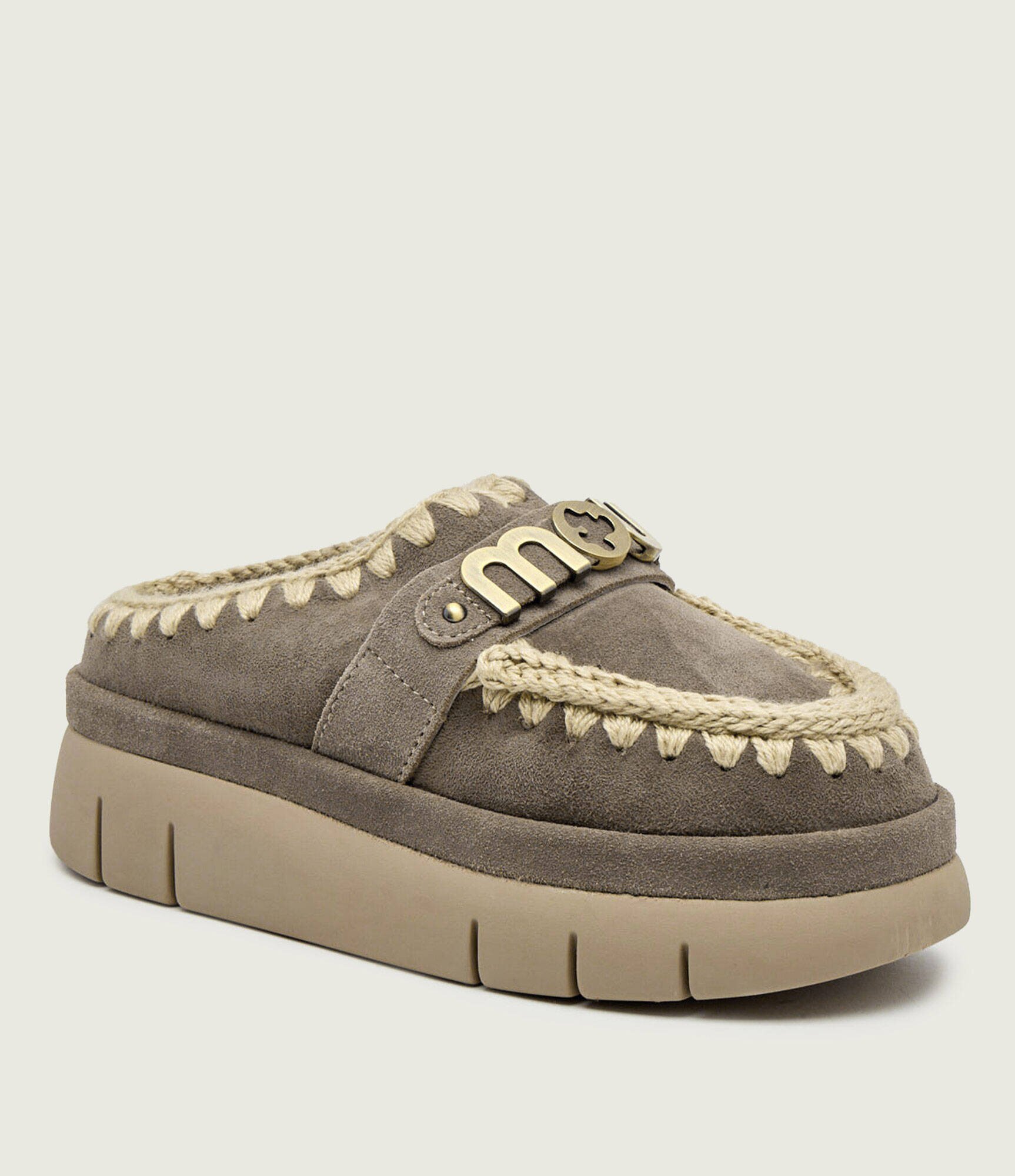 Mou Mules (încălțăminte) Bounce welt clog suede cu adaos de lână | piele întoarsă