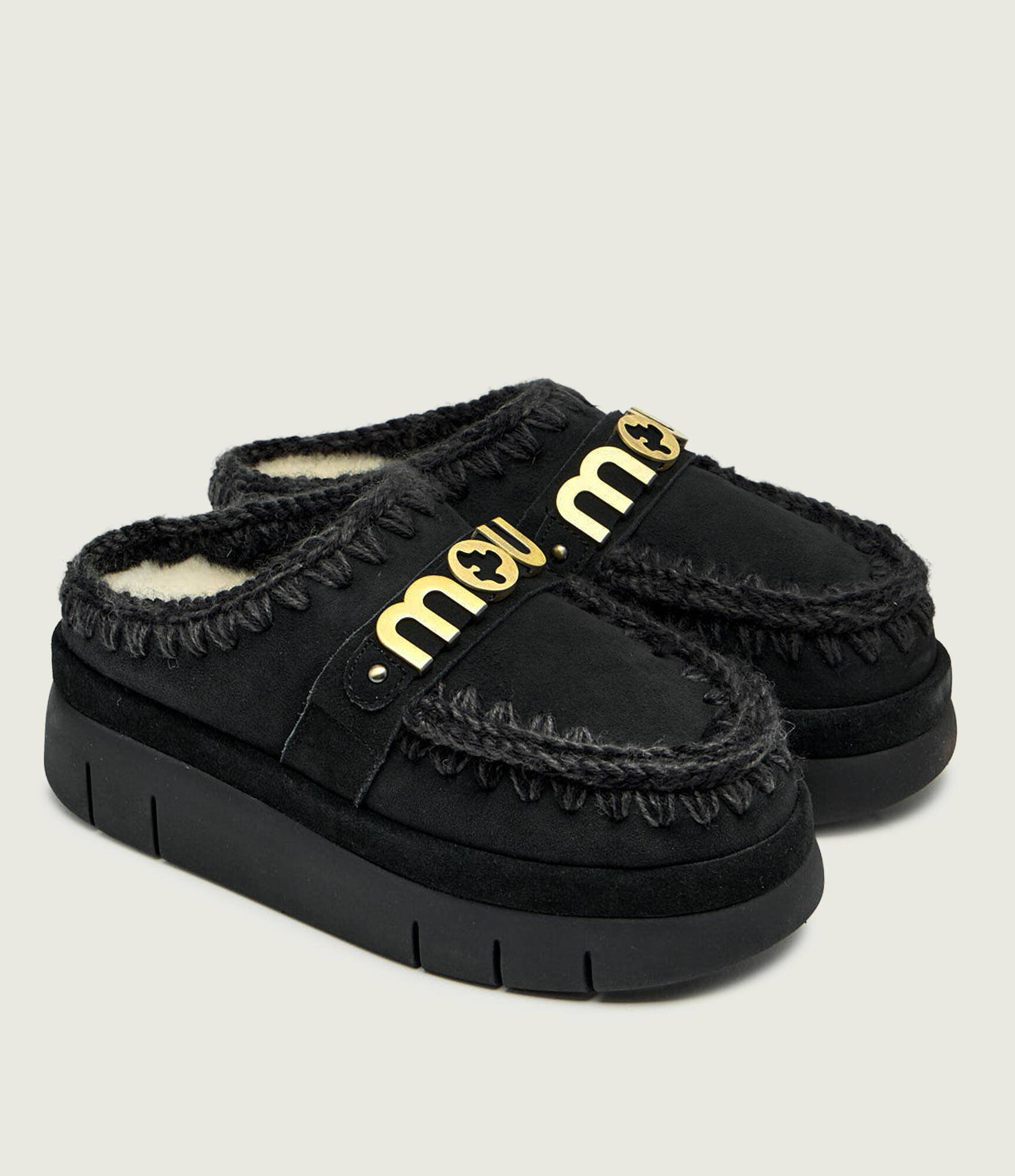 Mou Mules (încălțăminte) Bounce welt clog suede cu adaos de lână | piele întoarsă