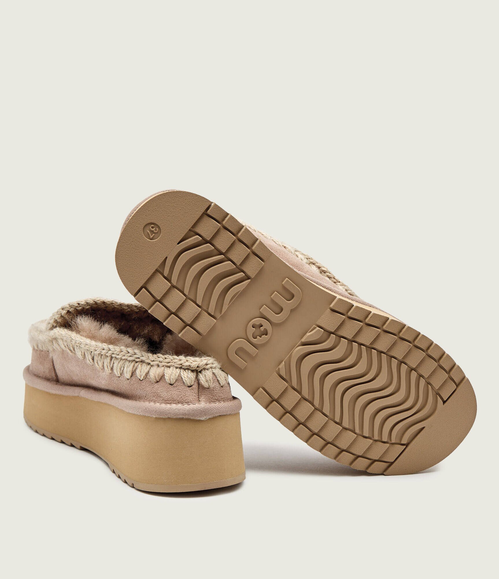 Mou Mules (încălțăminte) Clog Eskimo Platform | piele întoarsă
