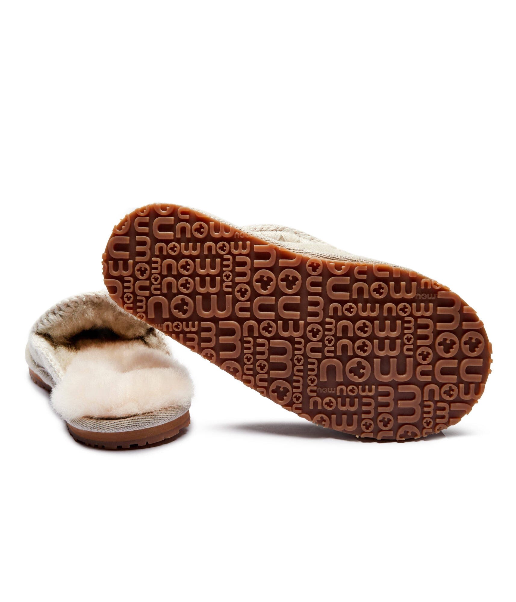 Mou Papuci de casă Full Eskimo Stitch cu adaos de lână | piele întoarsă