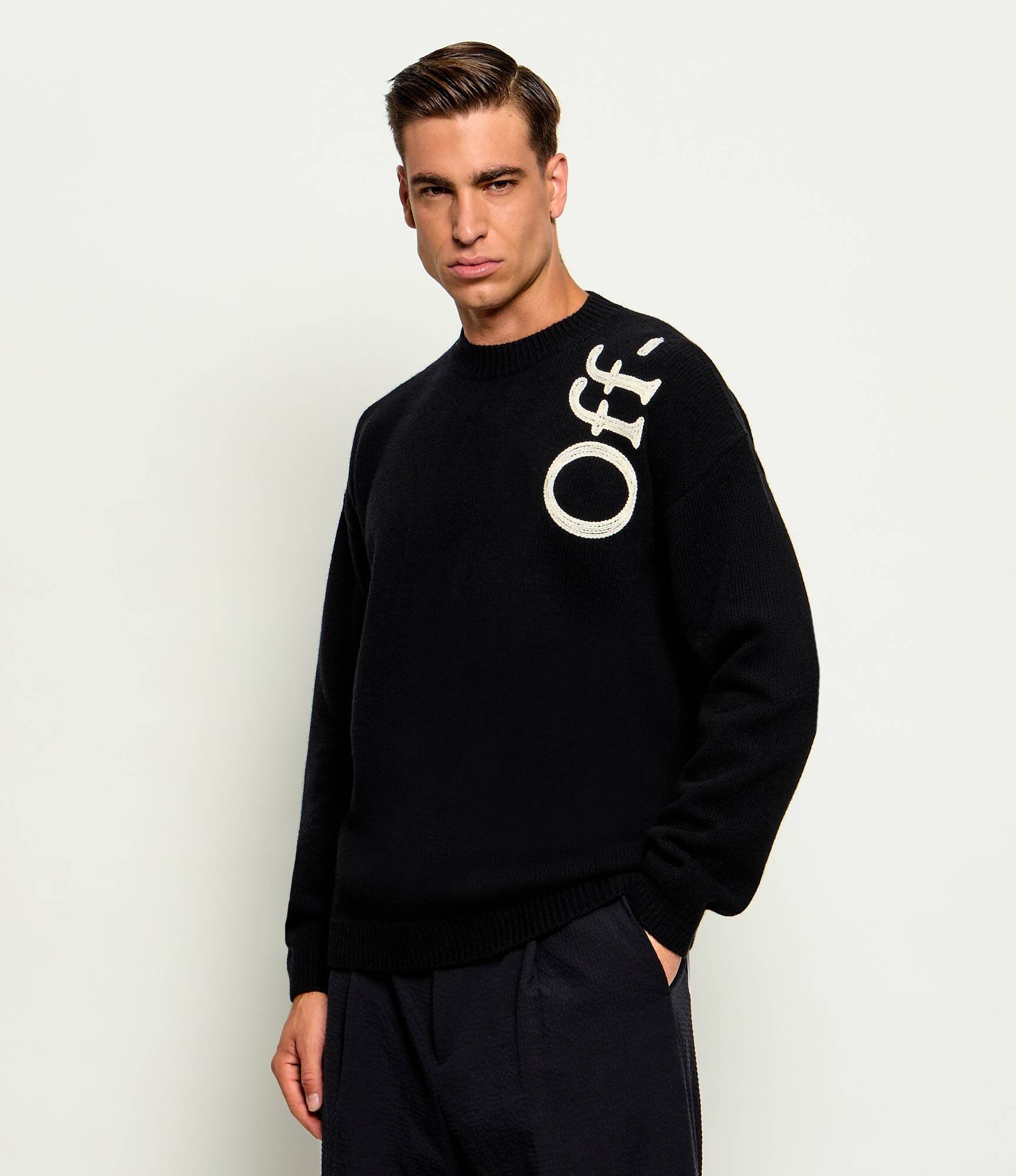 OFF-WHITE De lână pulover Vertical Bookish | Relaxed fit