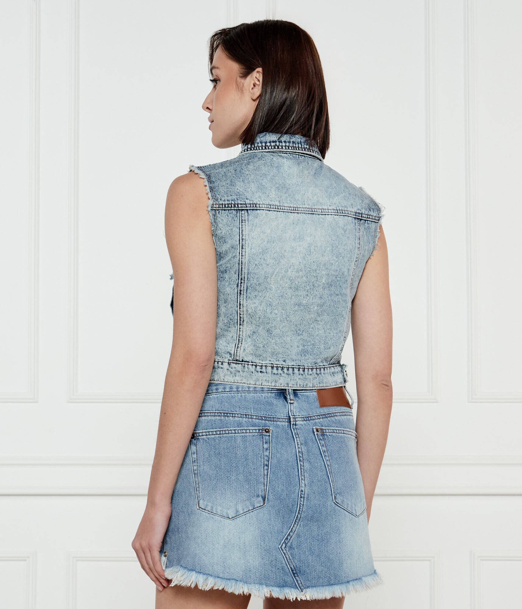 ONE TEASPOON De blugi vestă Acid Blue | Cropped Fit