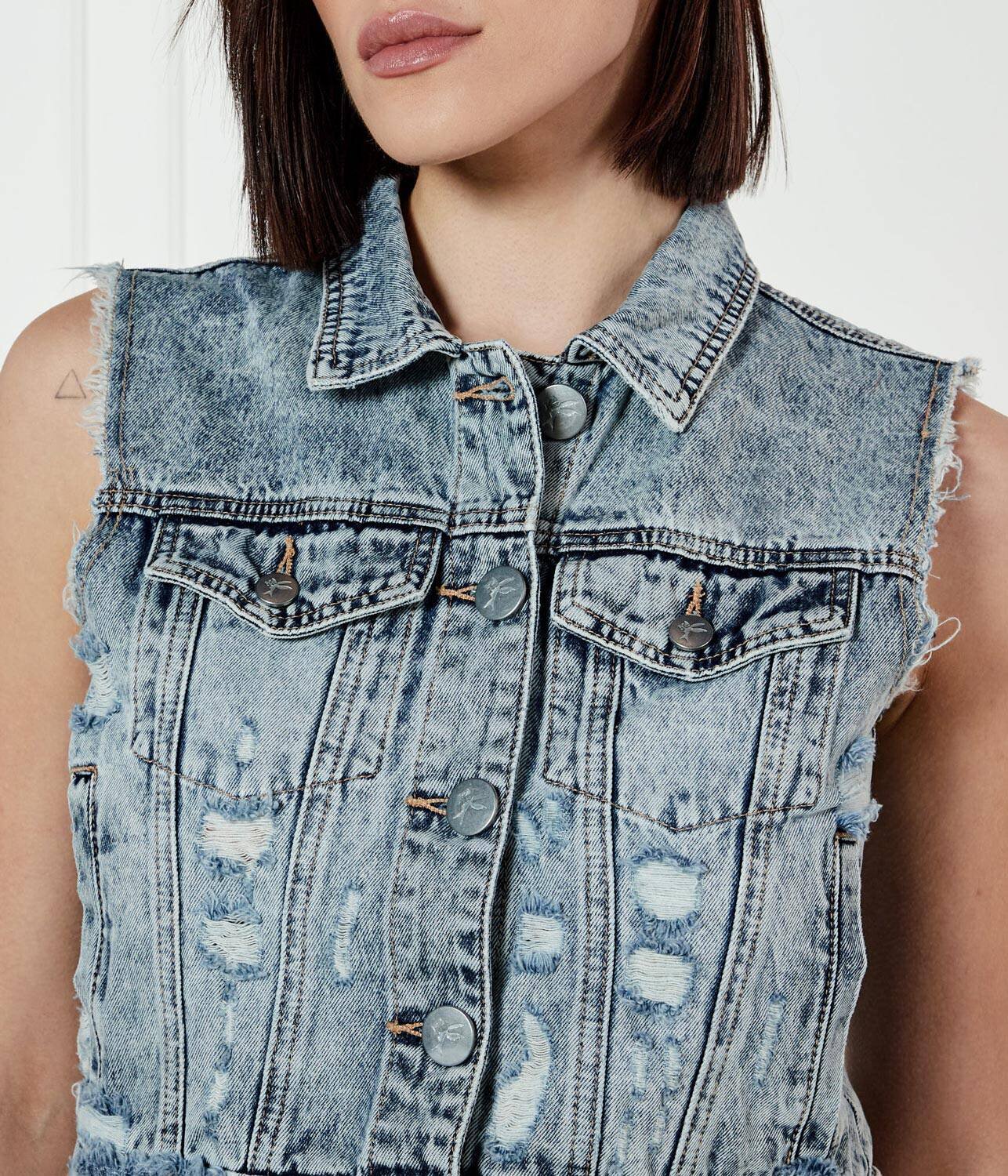 ONE TEASPOON De blugi vestă Acid Blue | Cropped Fit