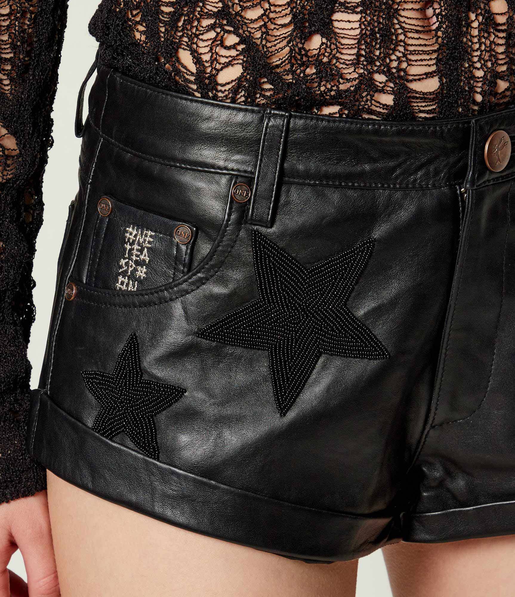 ONE TEASPOON De piele pantaloni scurți BANDITS | regular fit | low waist