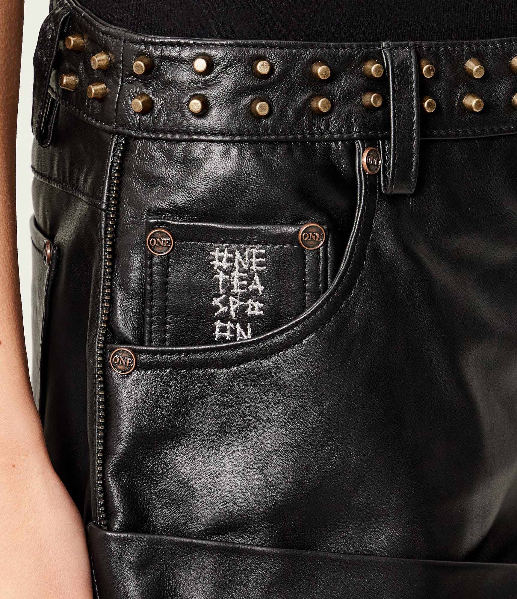 ONE TEASPOON De piele pantaloni scurți BANDITS | Relaxed fit | low waist