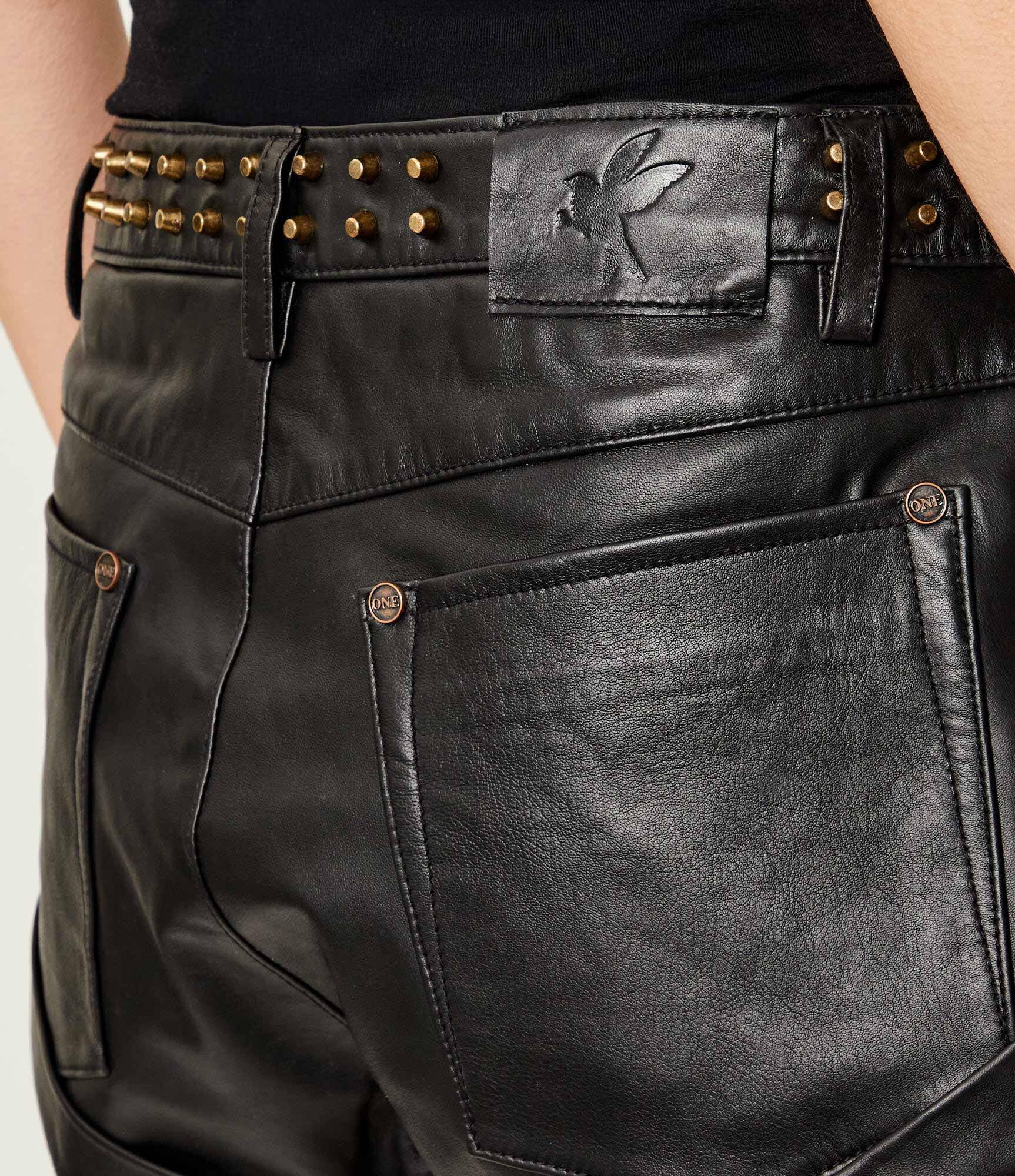 ONE TEASPOON De piele pantaloni scurți BANDITS | Relaxed fit | low waist