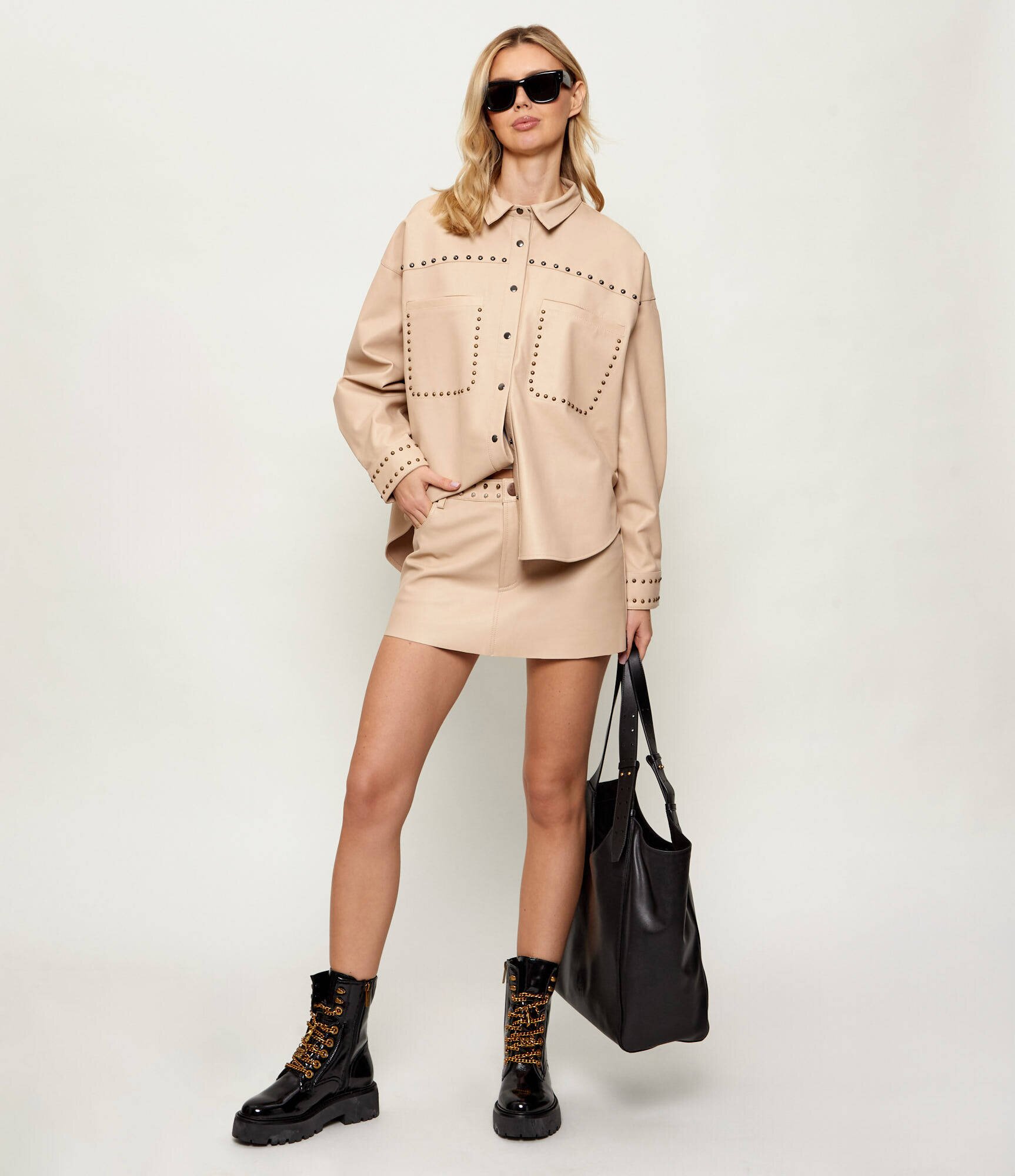 ONE TEASPOON Fustă de piele SLOANE | low waist