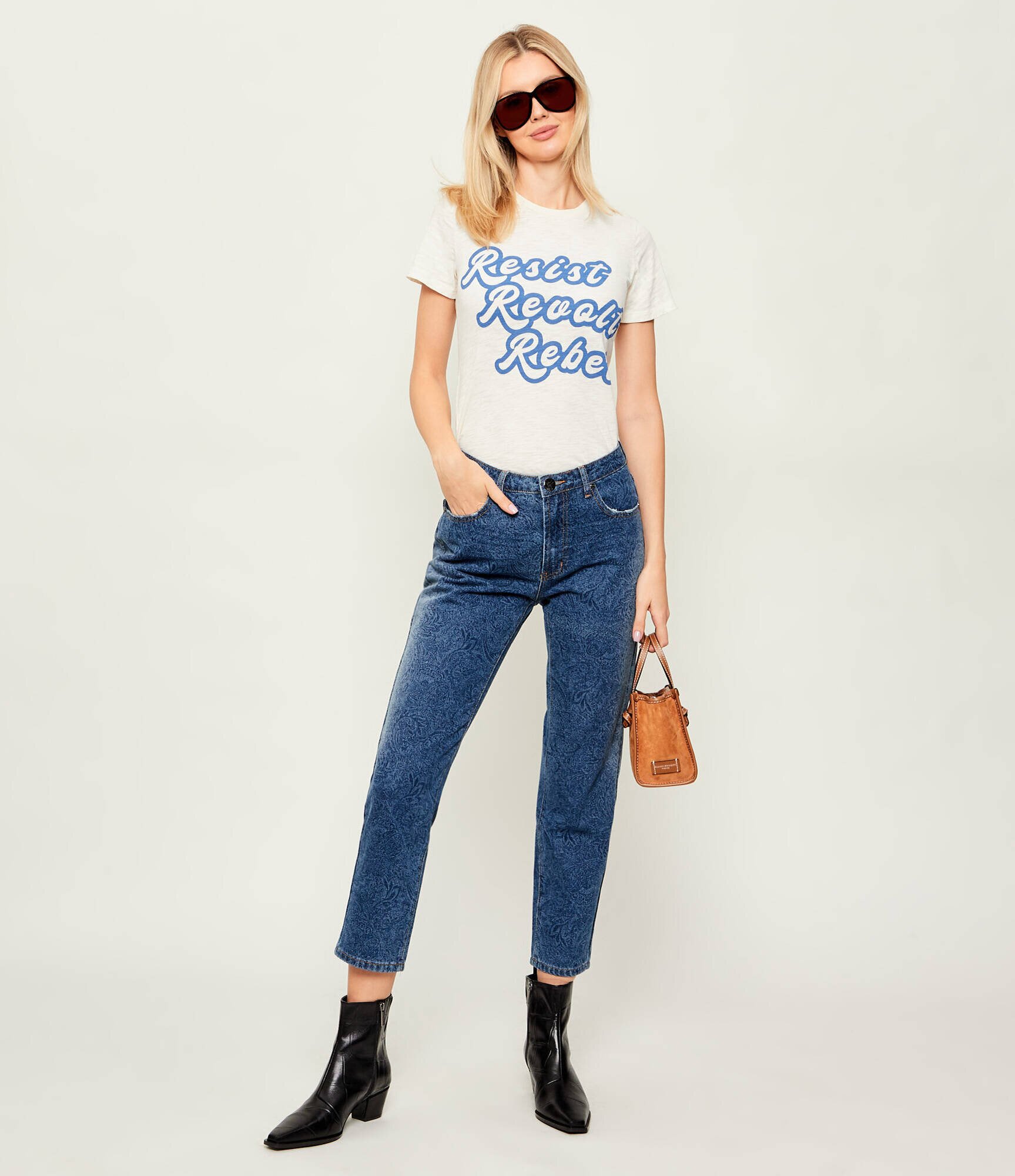 ONE TEASPOON Tricou RESIST REVOLT REBEL | Relaxed fit