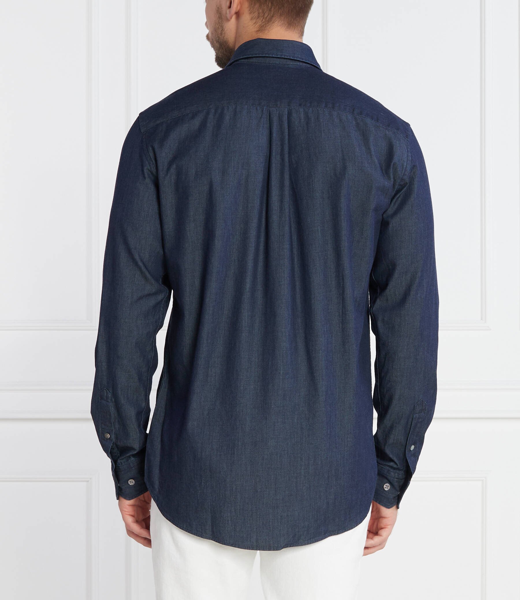 Oscar Jacobson Cămașă Cut Away Washed DENIM | Regular Fit