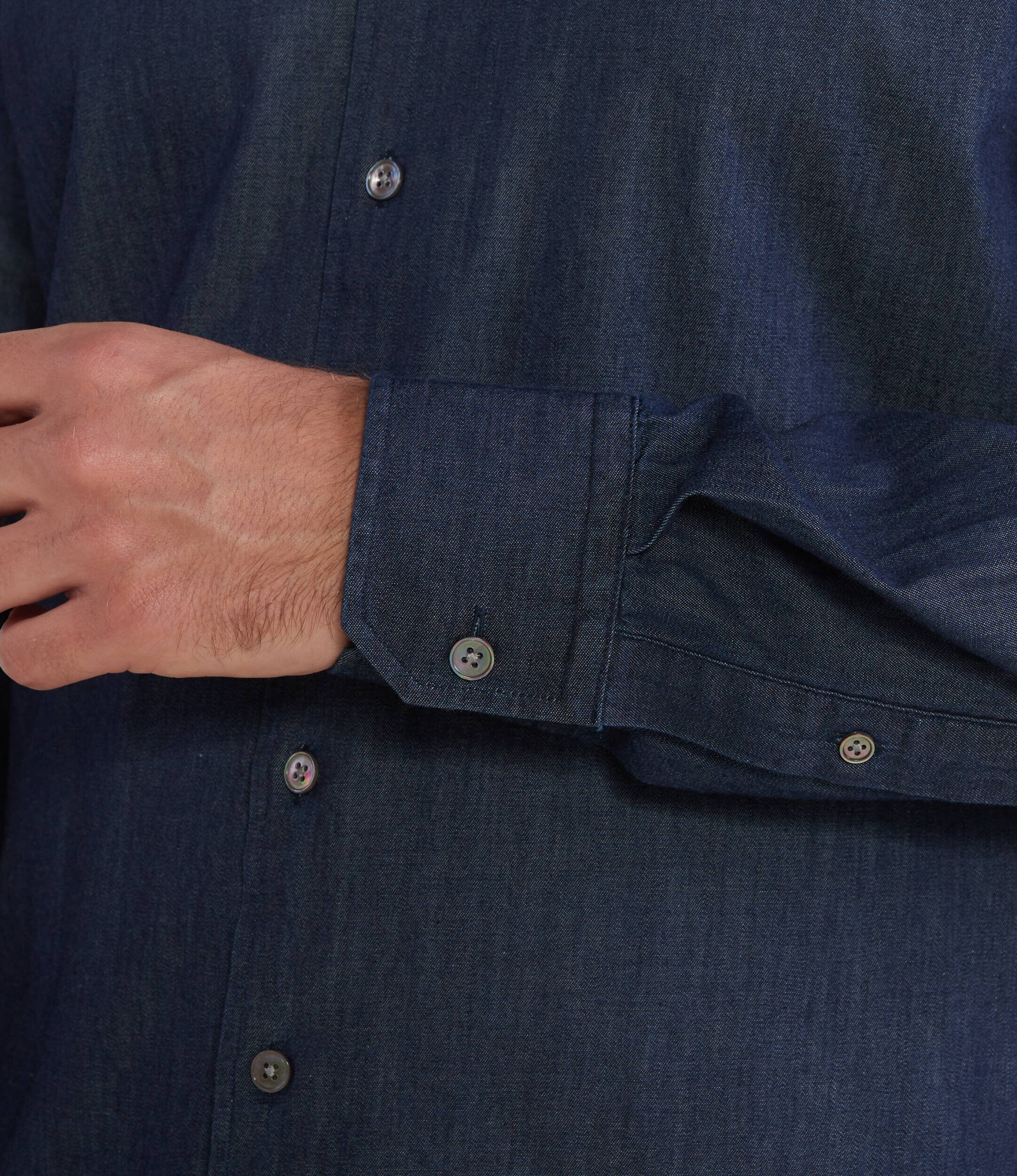 Oscar Jacobson Cămașă Cut Away Washed DENIM | Regular Fit
