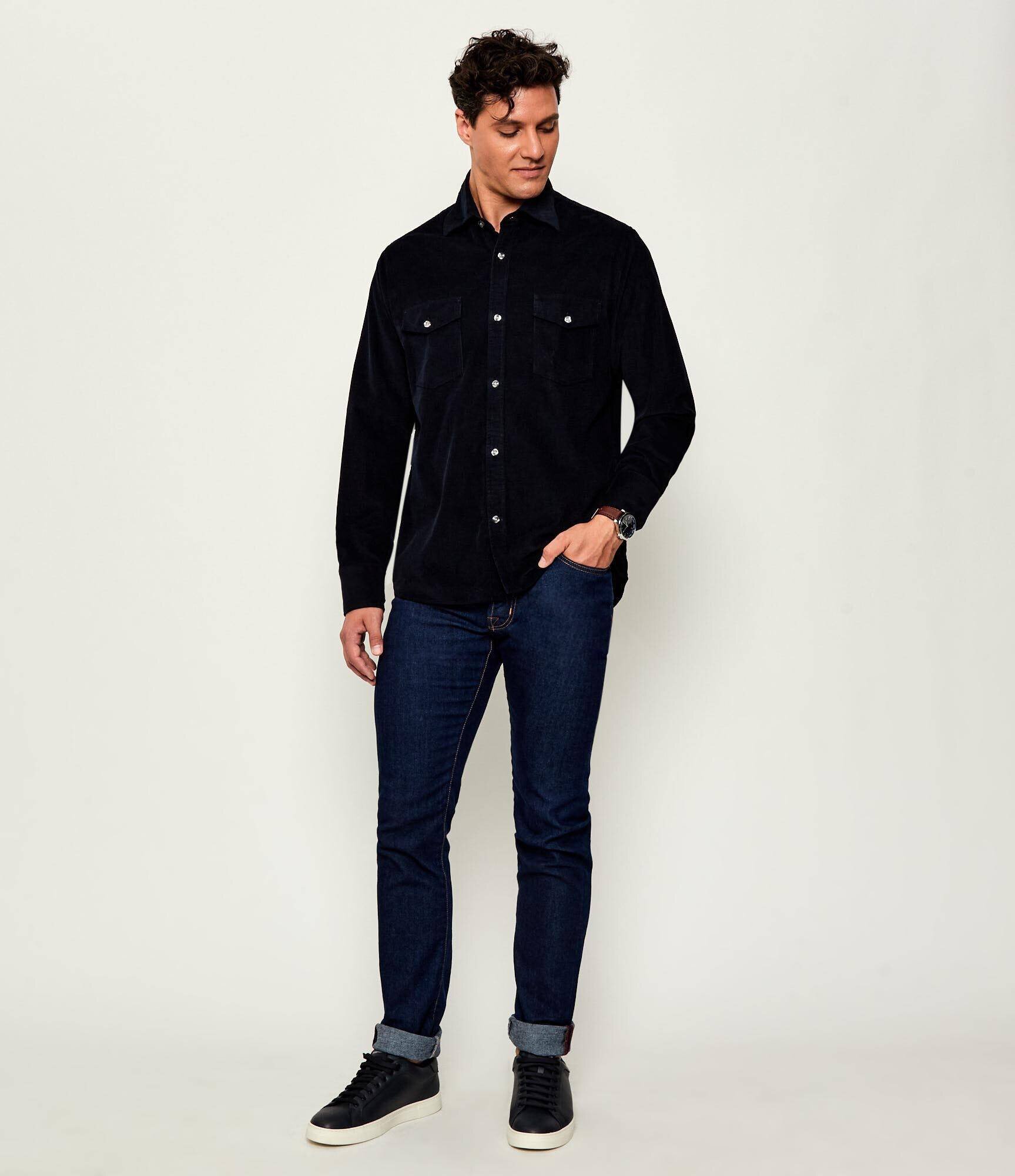 Oscar Jacobson Cămașă | Straight fit | catifea reiată