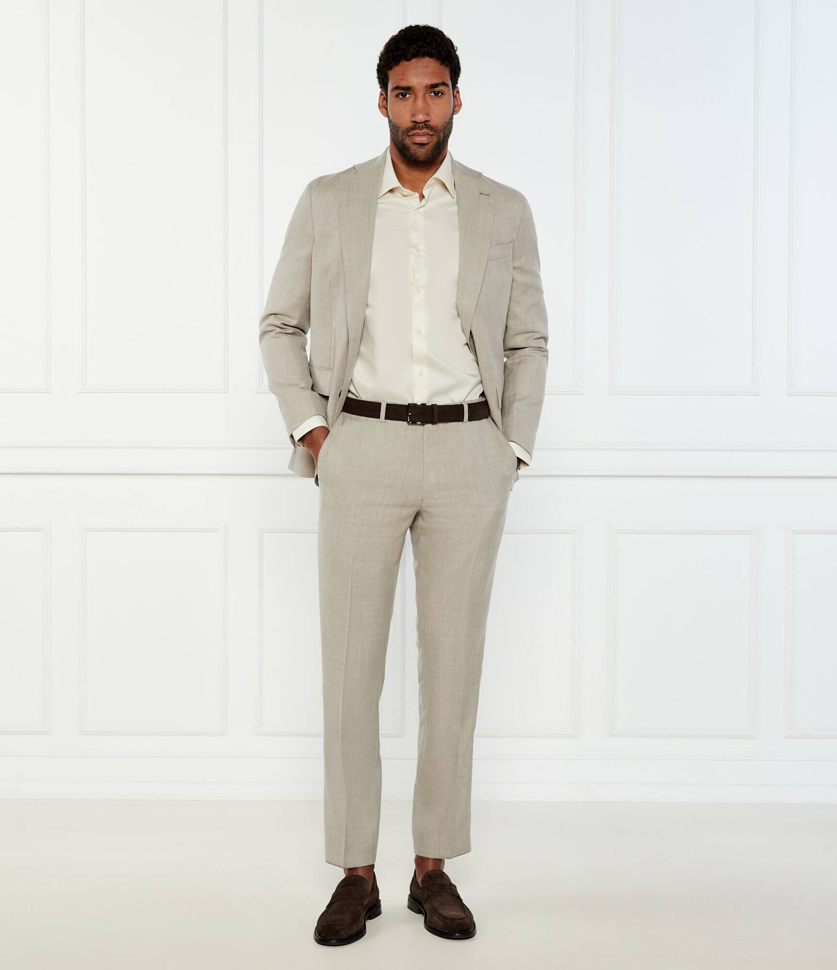Oscar Jacobson De lână pantaloni chino Dandy | Slim Fit