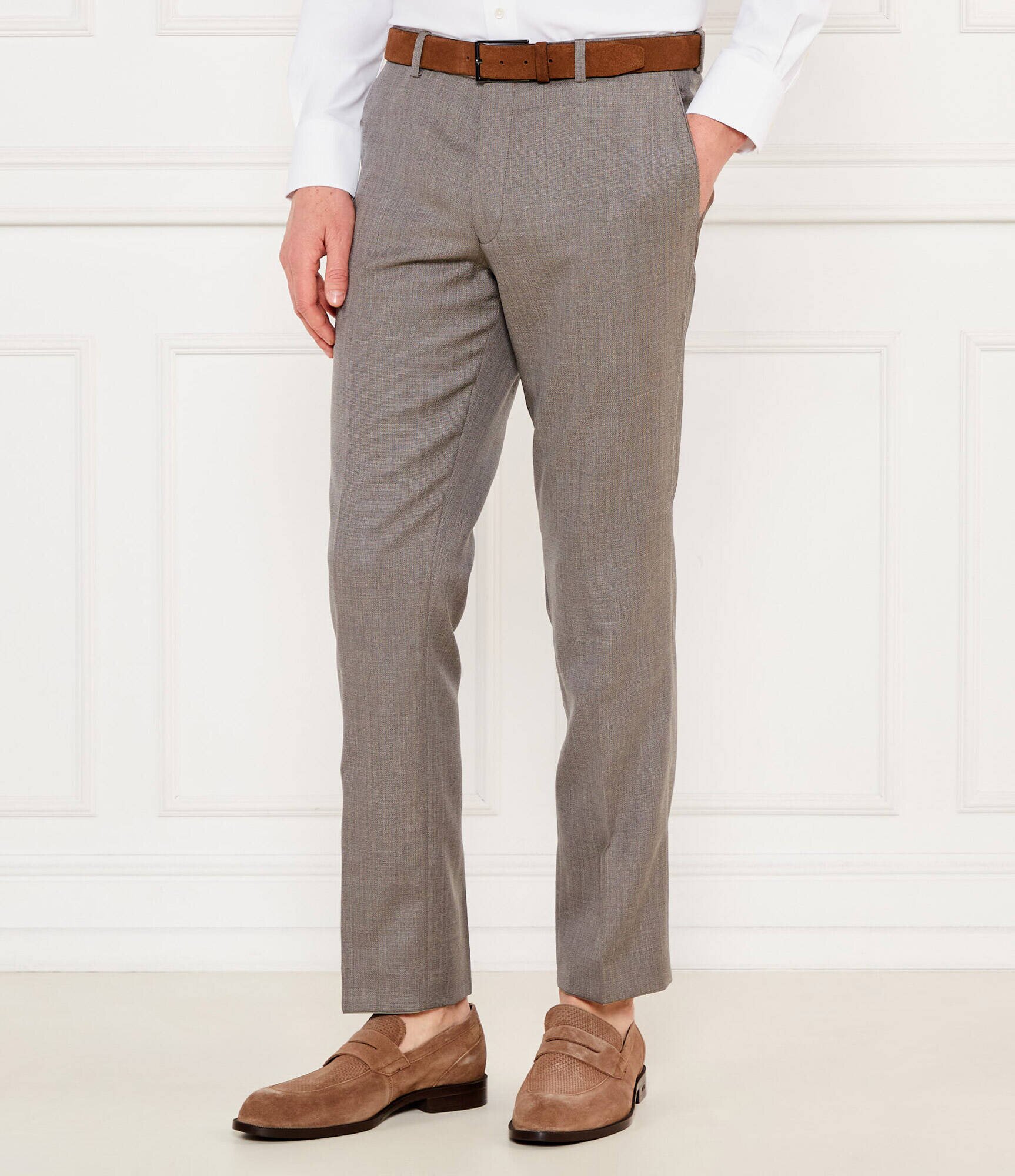 Oscar Jacobson De lână pantaloni chino Dandy | Slim Fit