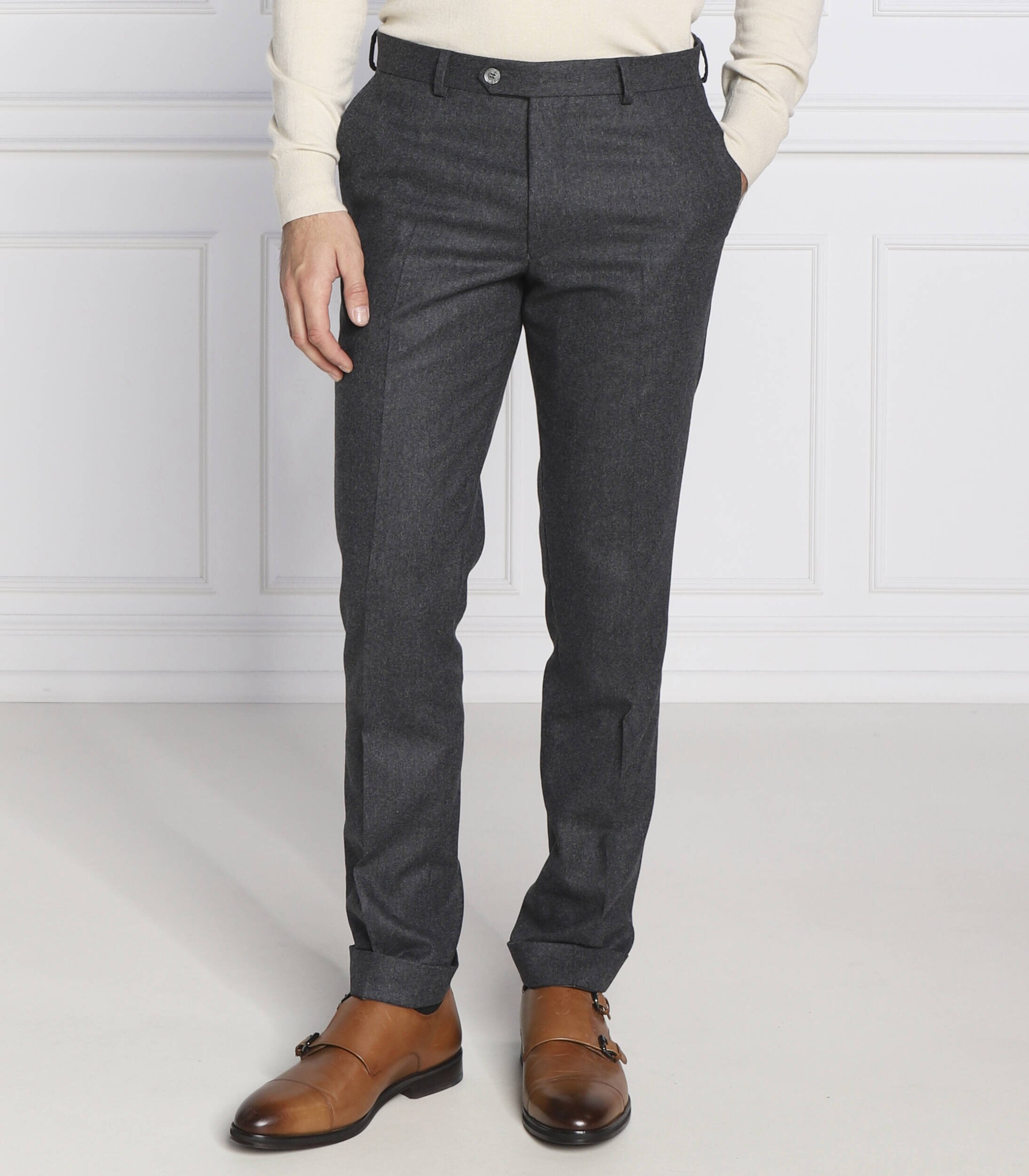 Oscar Jacobson de lână pantaloni denz turn up | regular fit